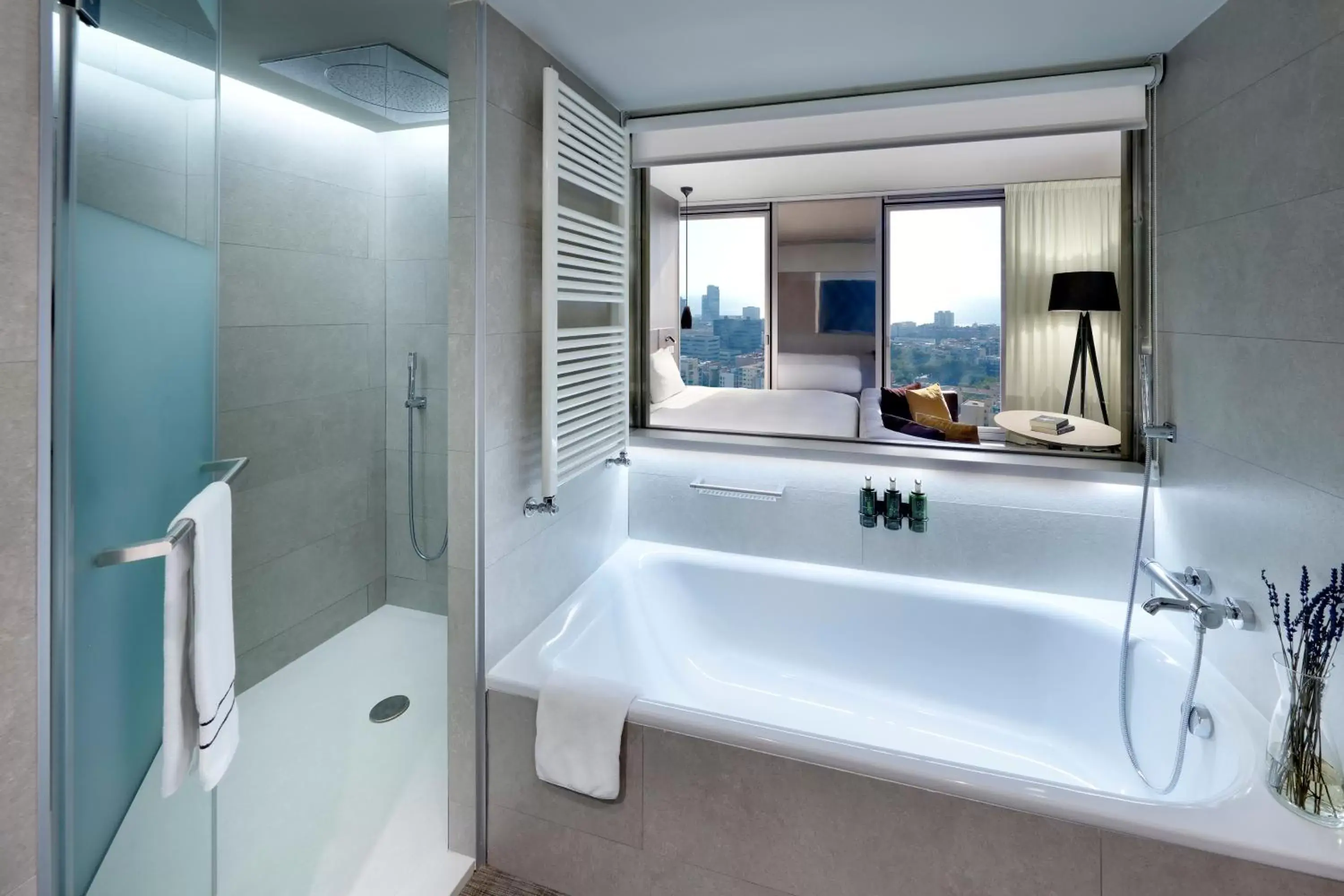Shower, Bathroom in Melia Barcelona Sky 4* Sup
