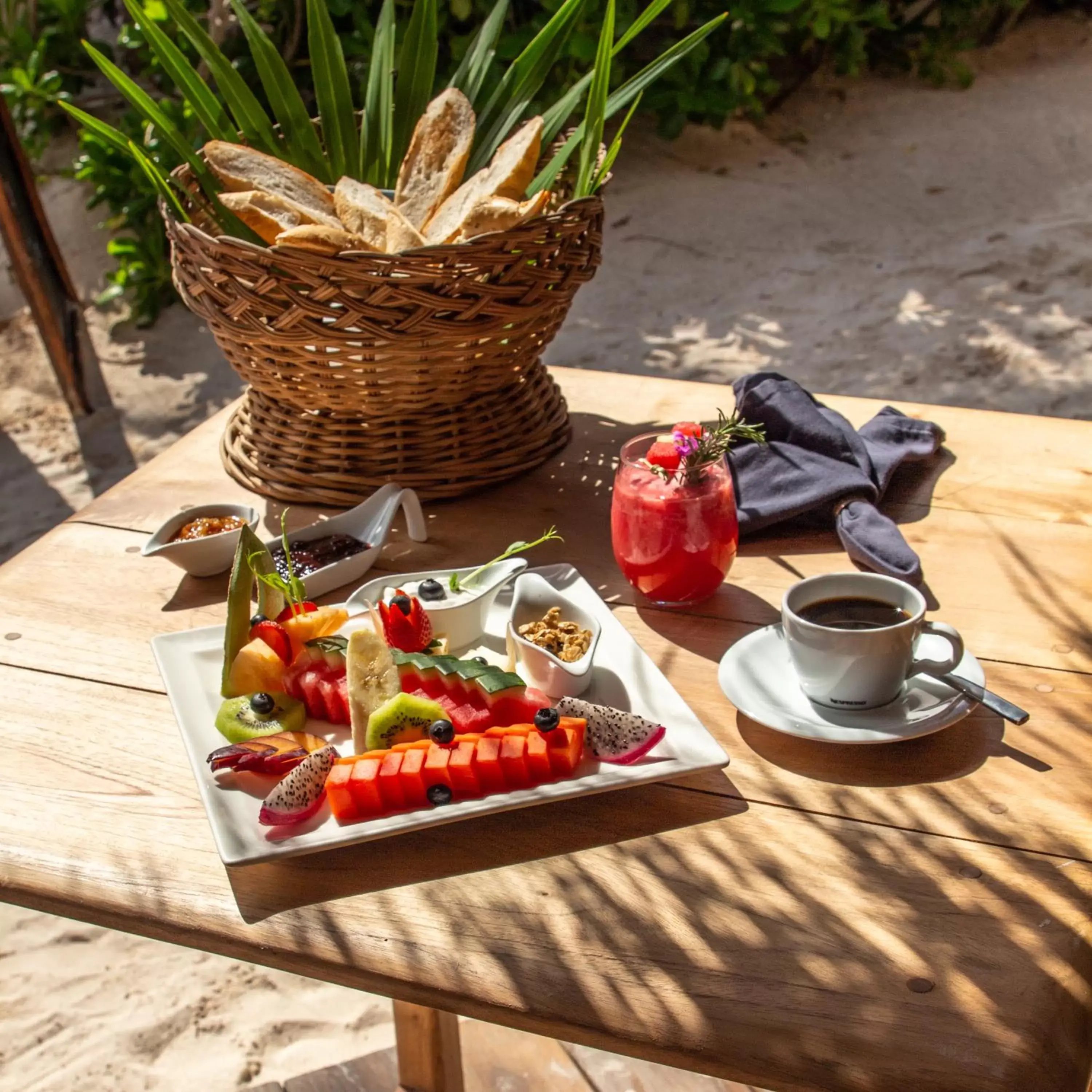 Continental breakfast in Dune Boutique Hotel located at the party zone