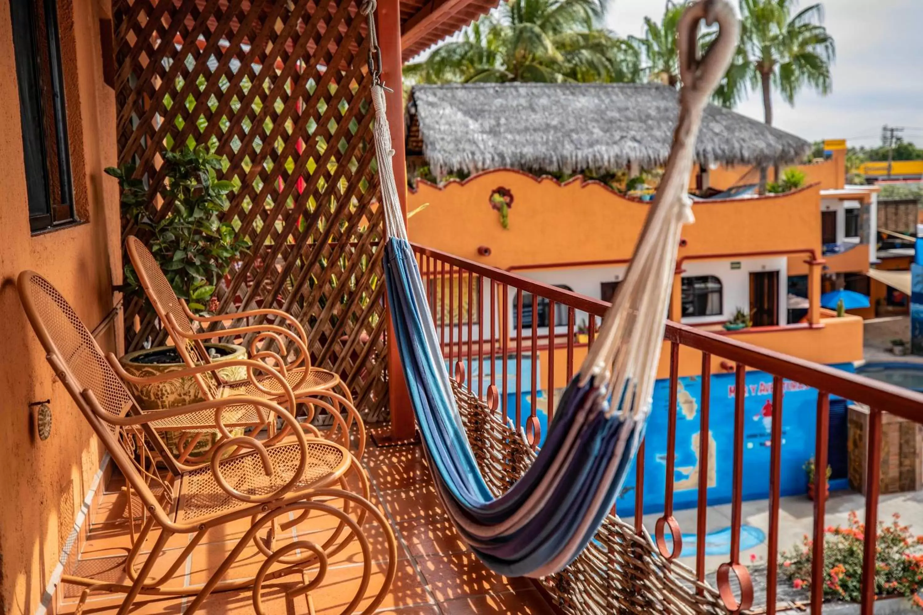 Balcony/Terrace, Pool View in Hotel Posada Luna Sol