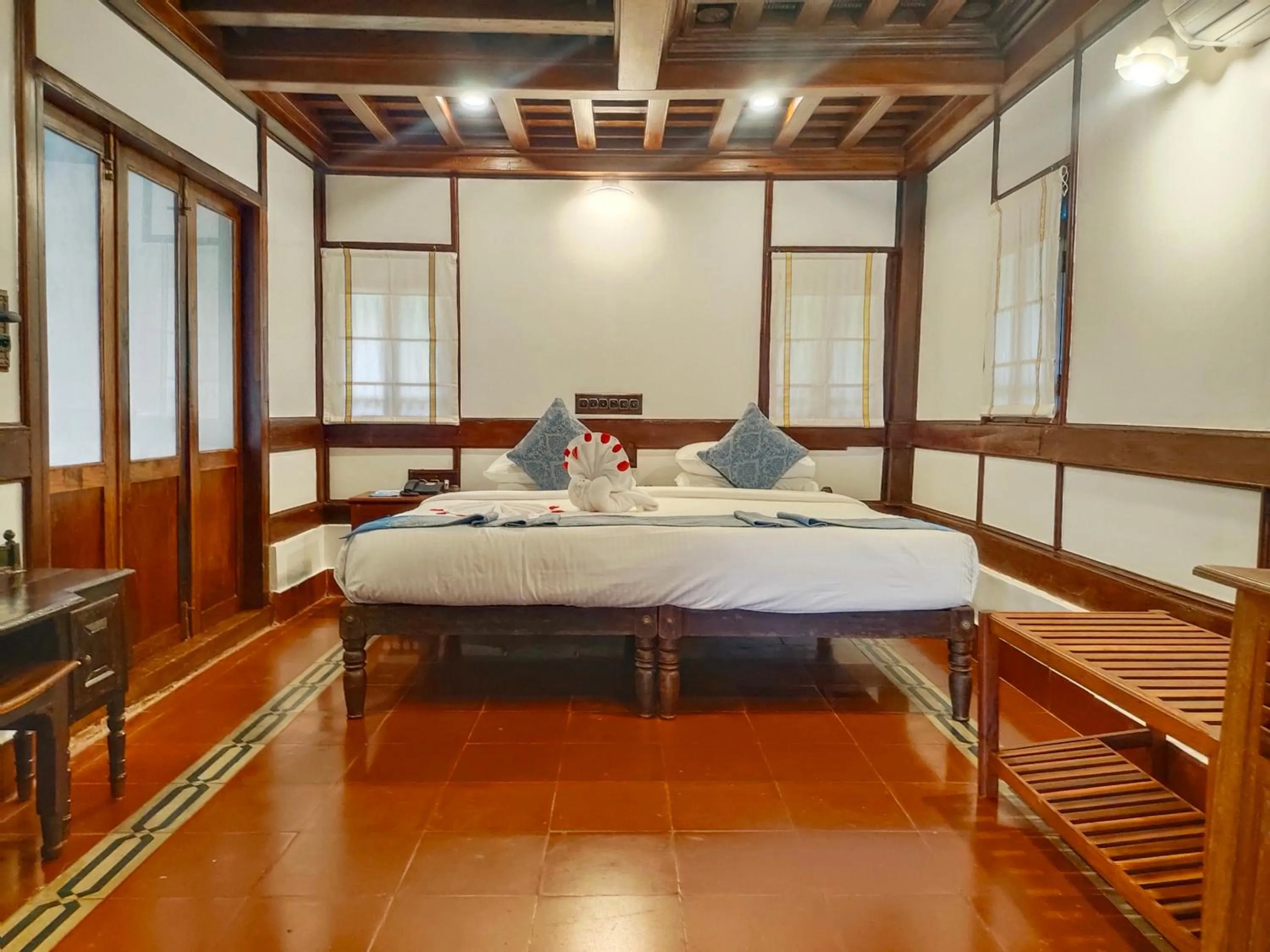 Bedroom, Bed in The Travancore Heritage Beach Resort