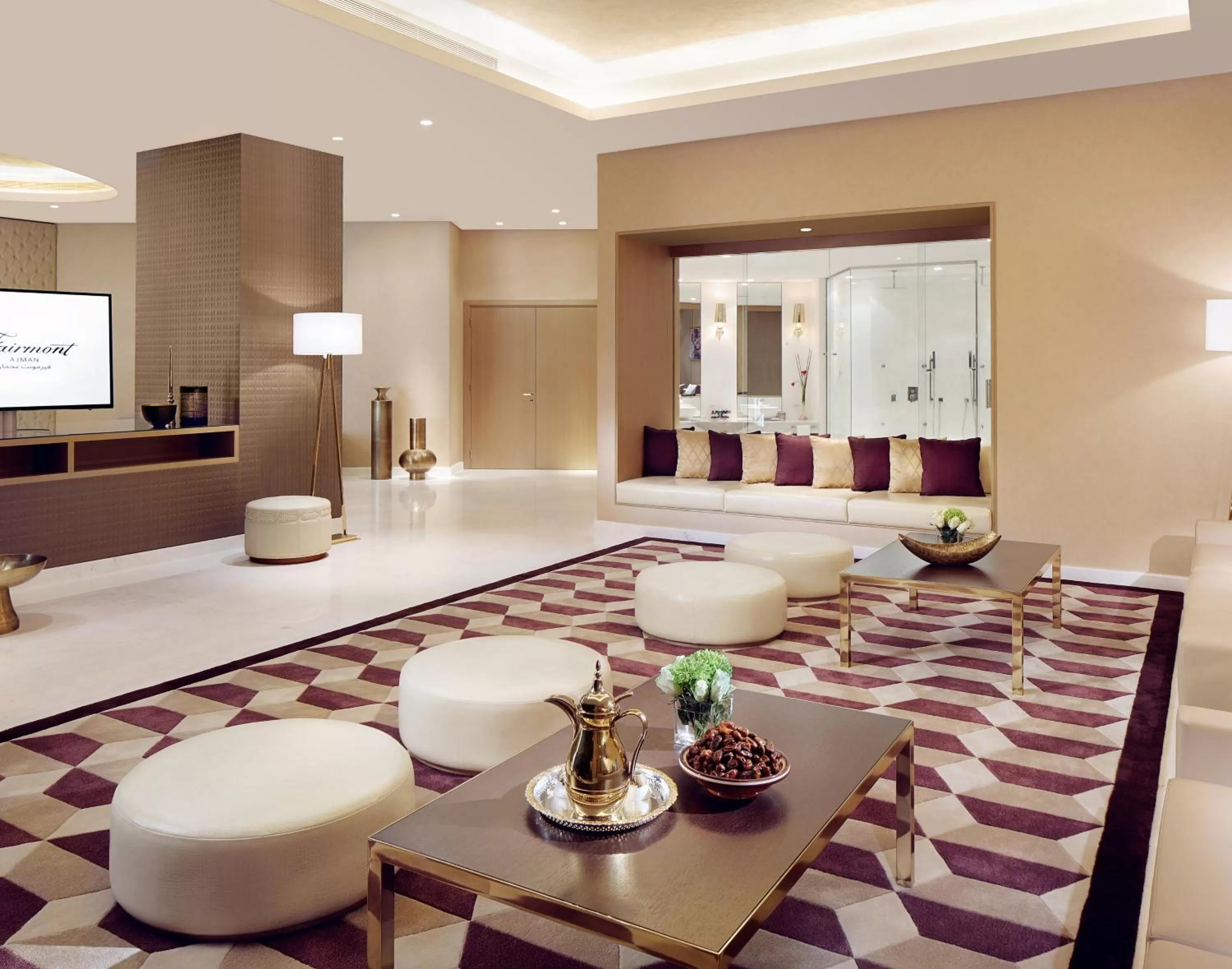 Communal lounge/ TV room, Bed in Fairmont Ajman