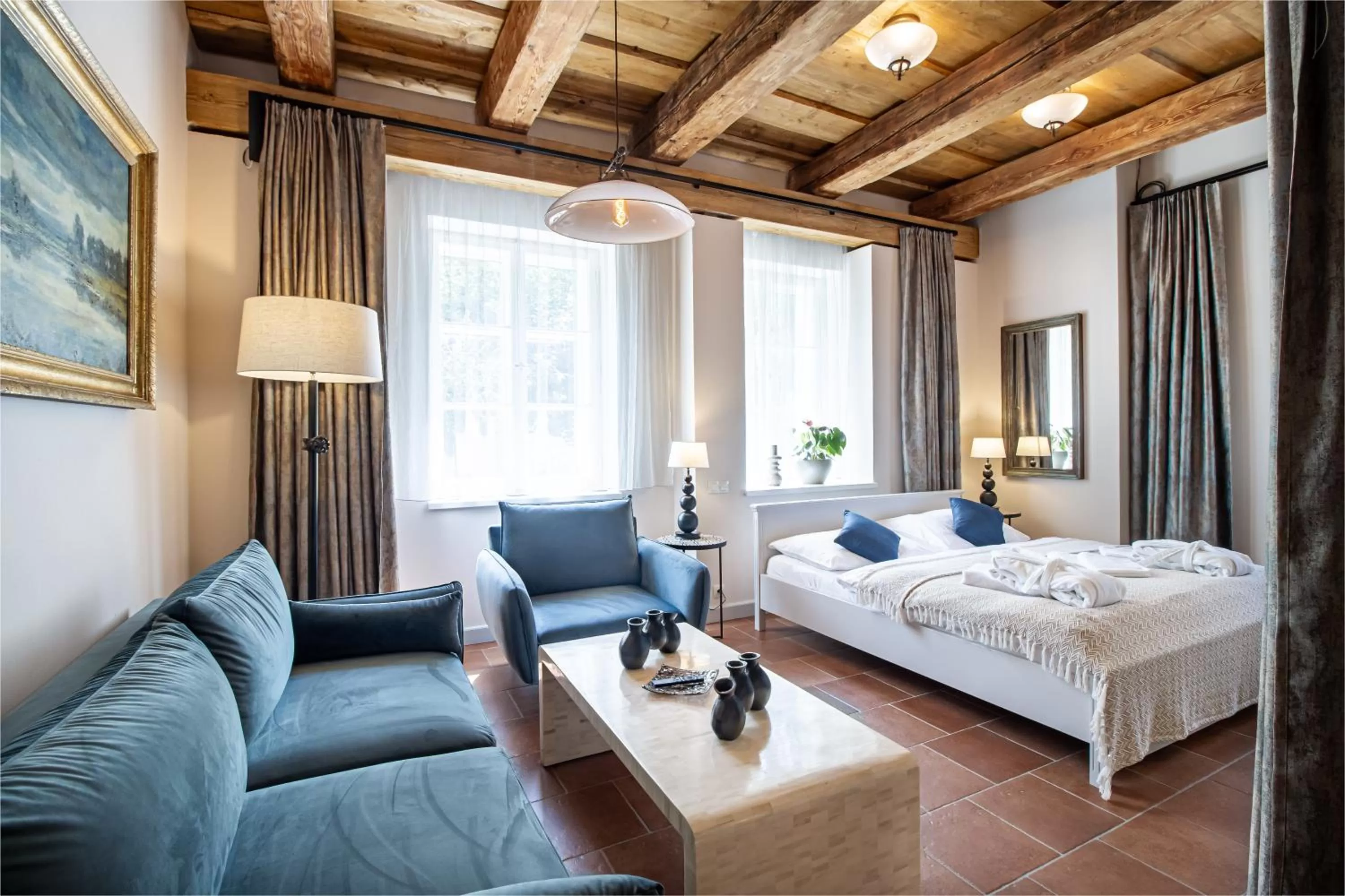 Living room, Bed in Apartmány Šupina