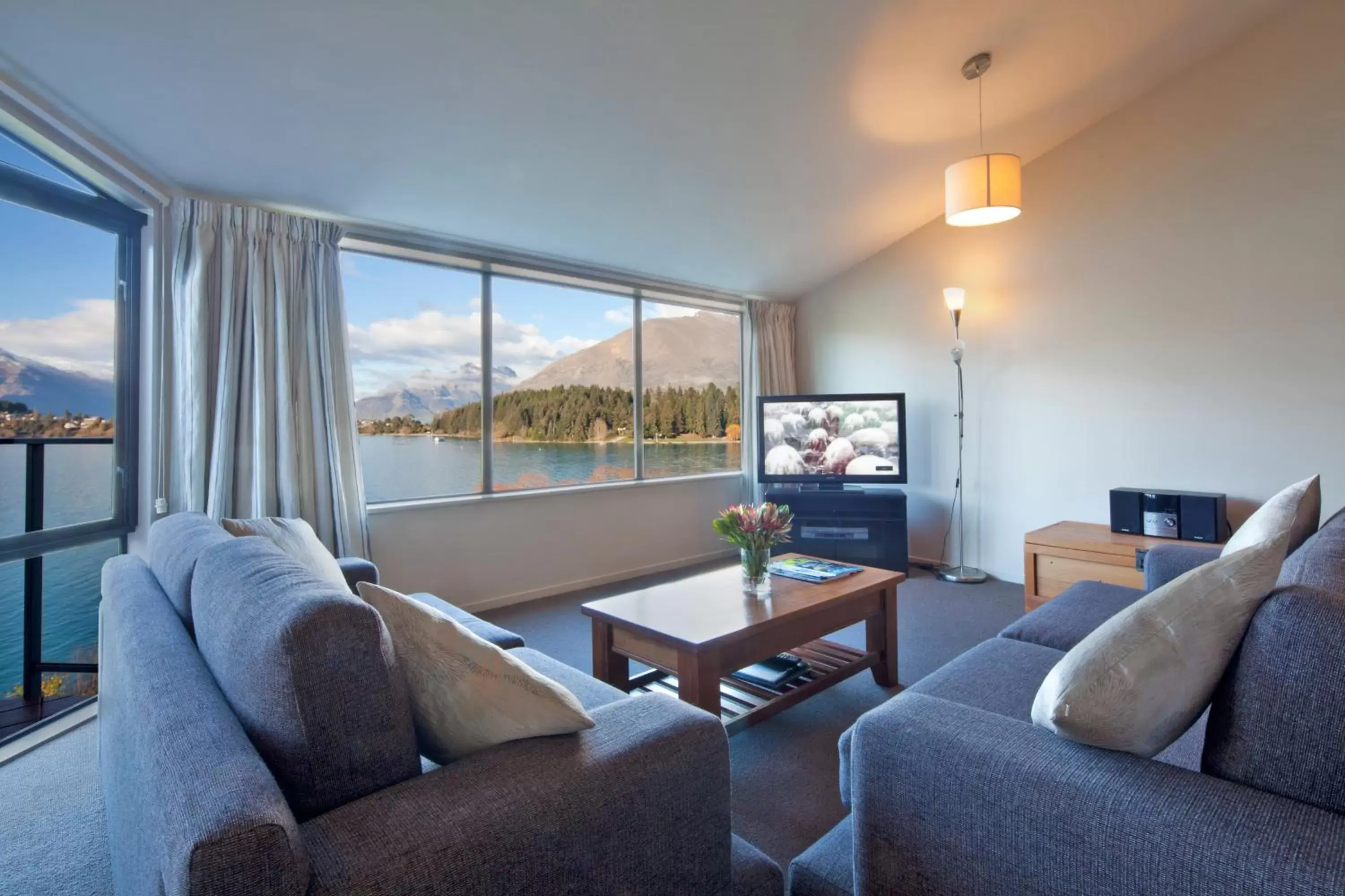 View (from property/room), Seating Area in Apartments at Spinnaker Bay