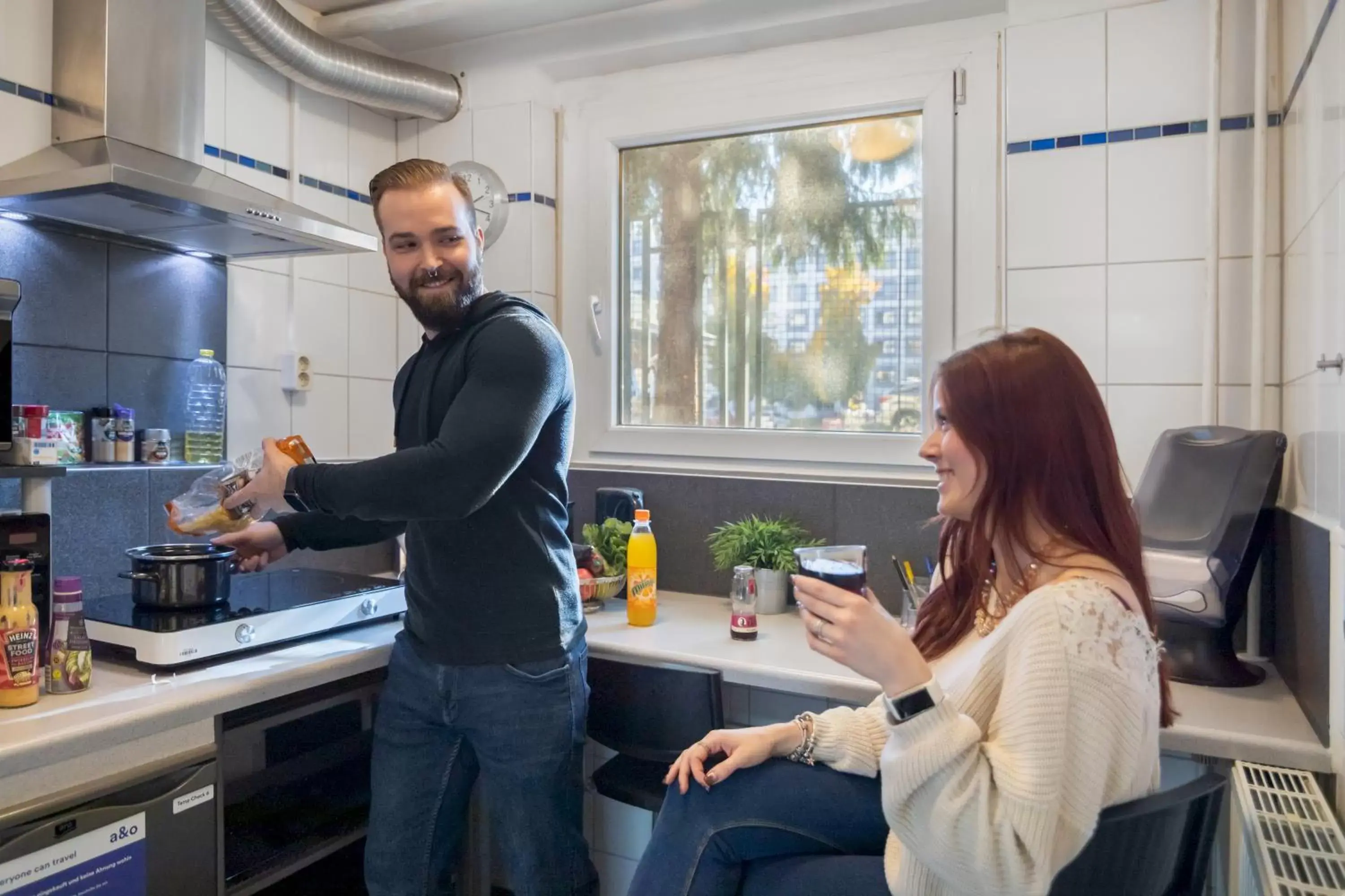 Communal kitchen in A&O Dresden Hauptbahnhof