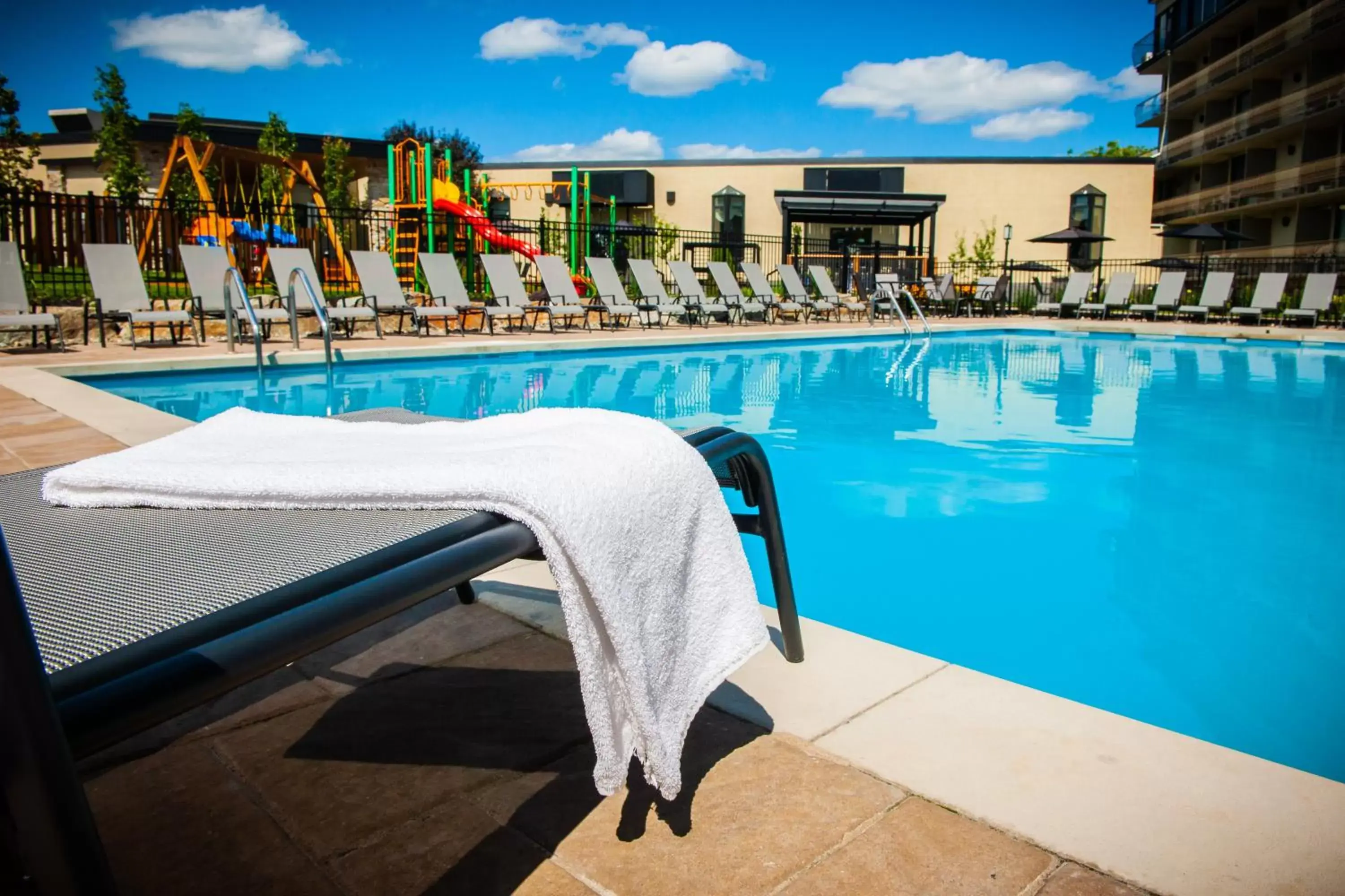 Patio, Swimming Pool in Hôtel Castel