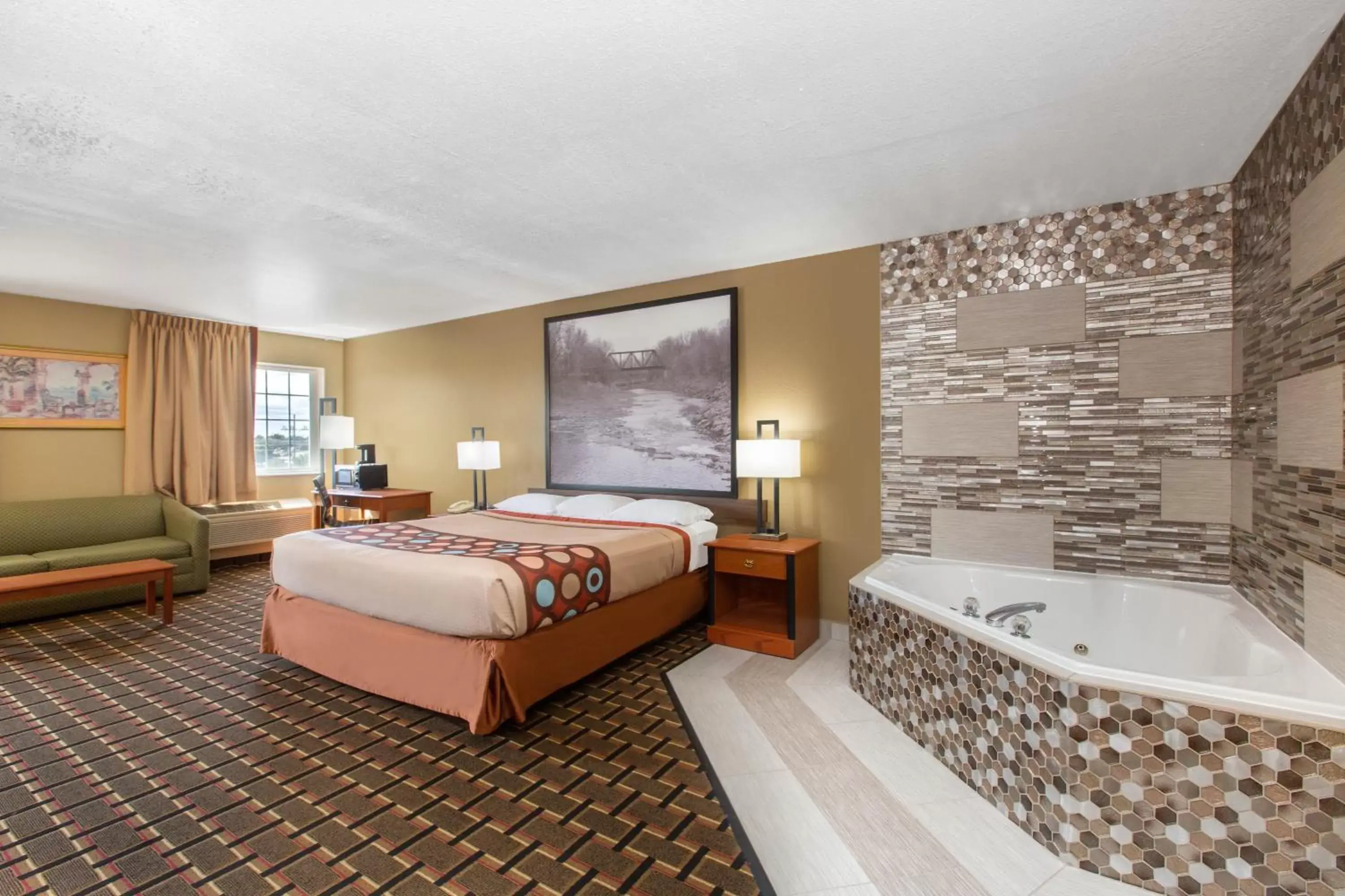 Bathroom, Bed in Super 8 by Wyndham Ottawa