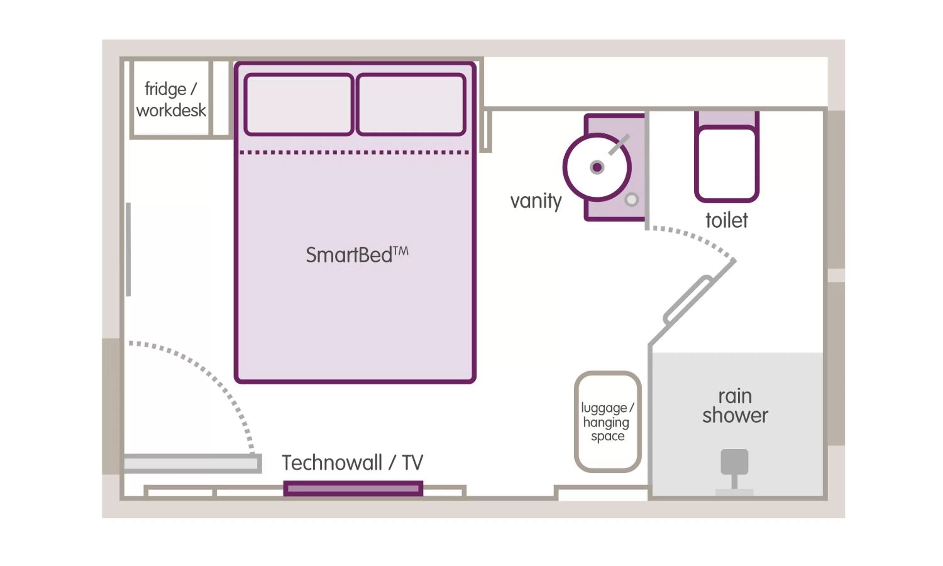 Floor plan in YOTEL Singapore Orchard Road