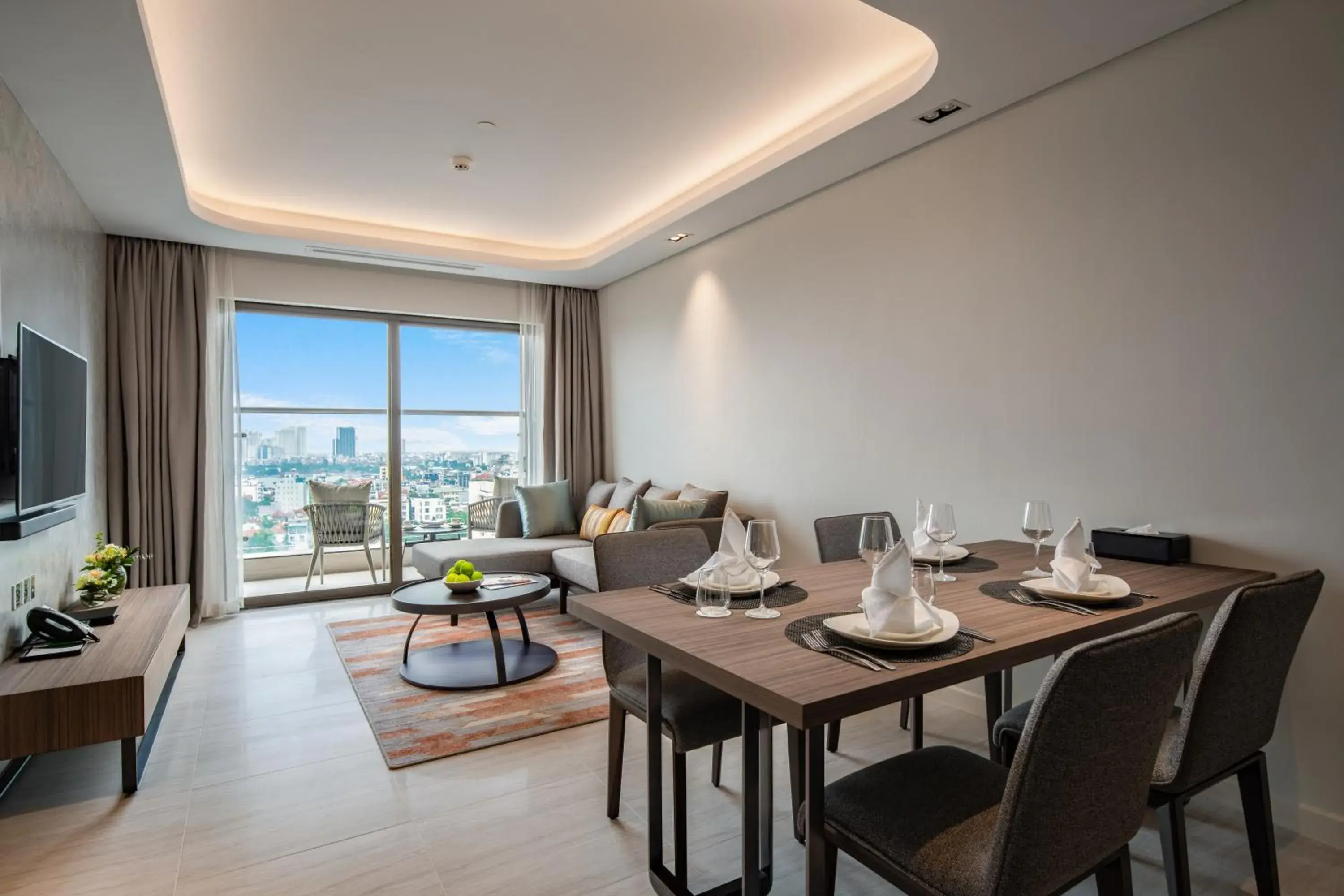 Kitchen or kitchenette, Dining Area in Oakwood Residence Hanoi