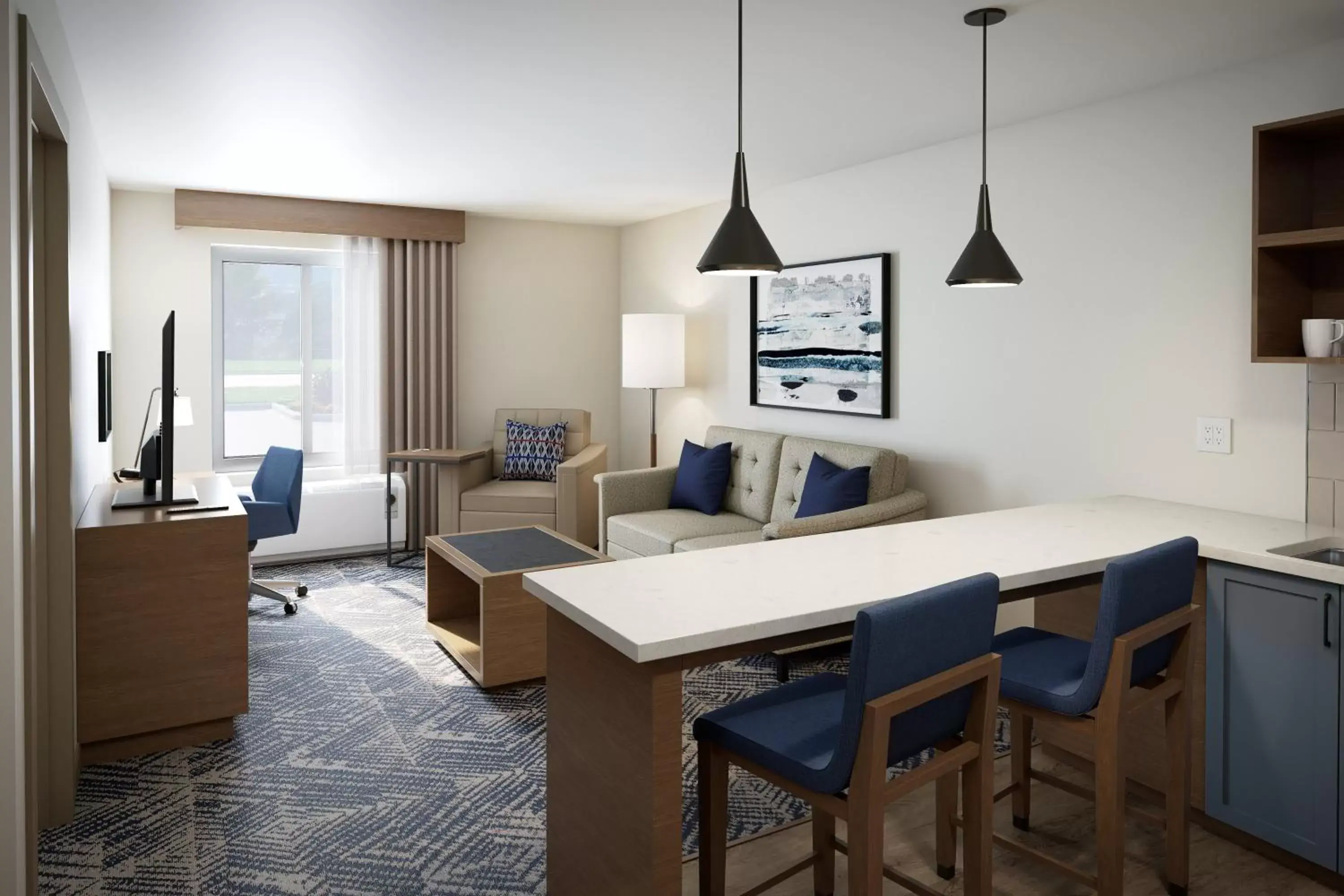 Bedroom, Seating Area in Candlewood Suites - Tulsa Hills - Jenks, an IHG Hotel