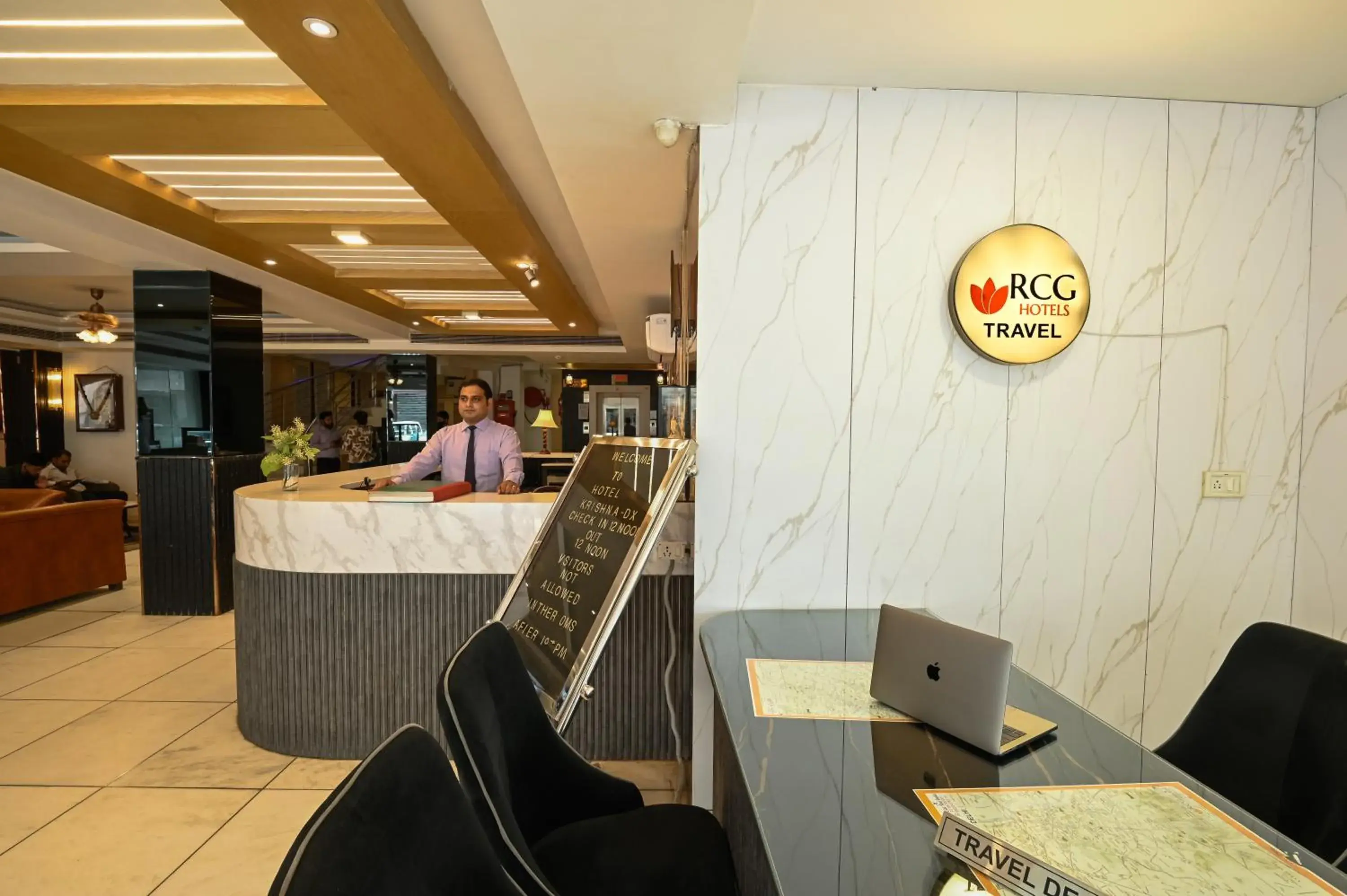 Lobby or reception in Hotel Krishna Deluxe-By RCG Hotels