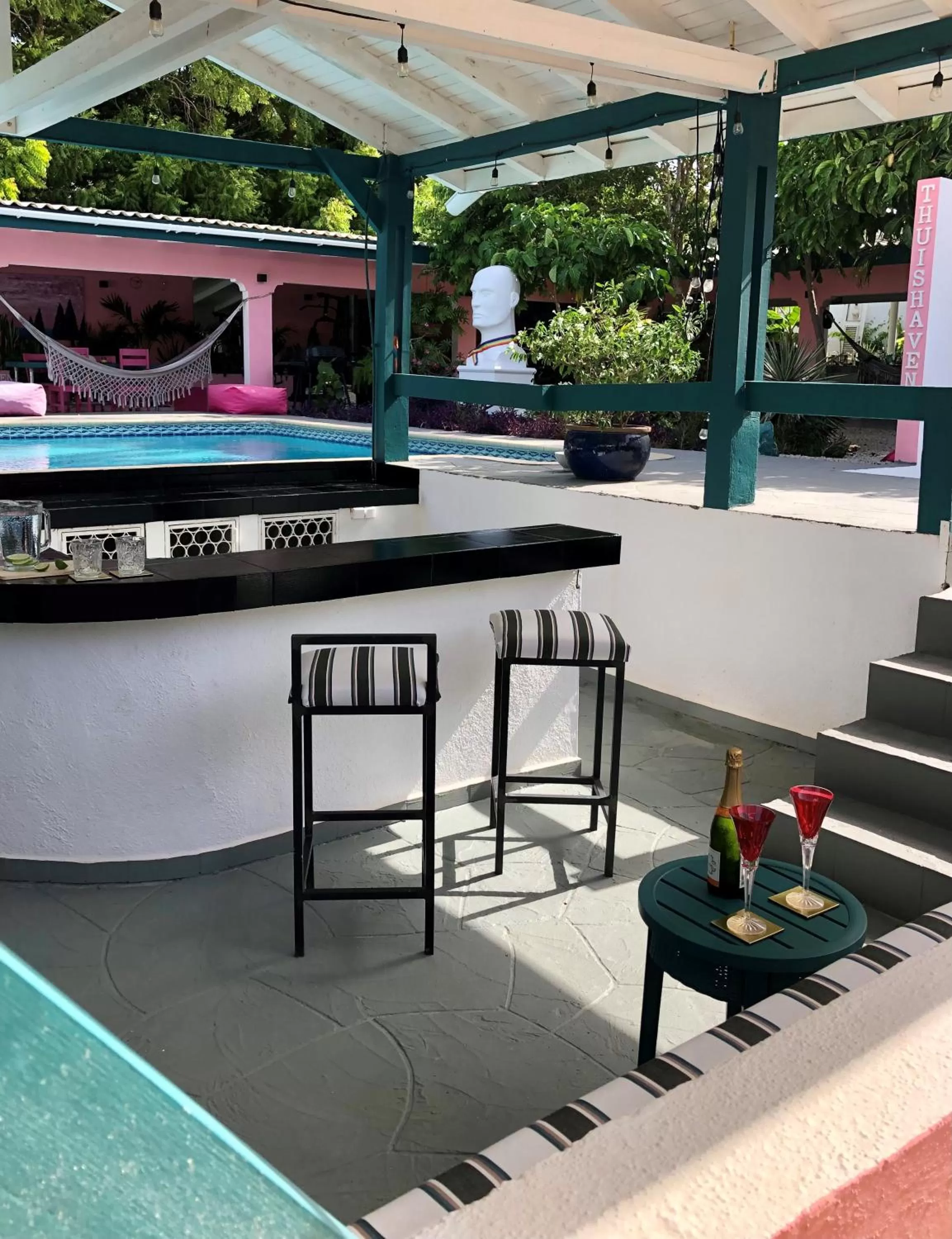 Lounge or bar in THUISHAVEN boutique mini-resort - fantastic garden and large pool - adults only