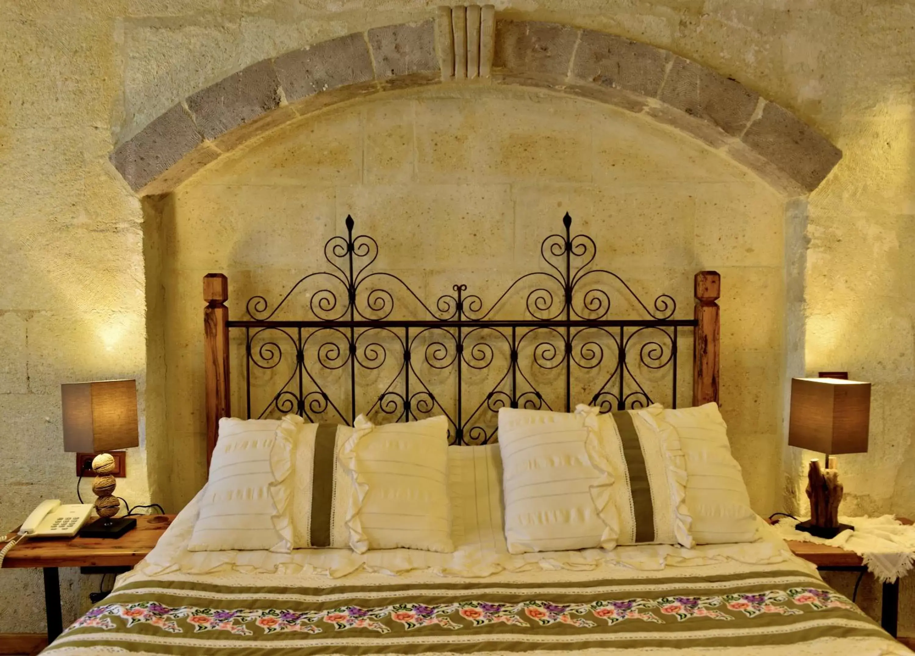 Decorative detail, Bed in Terra Cave Hotel