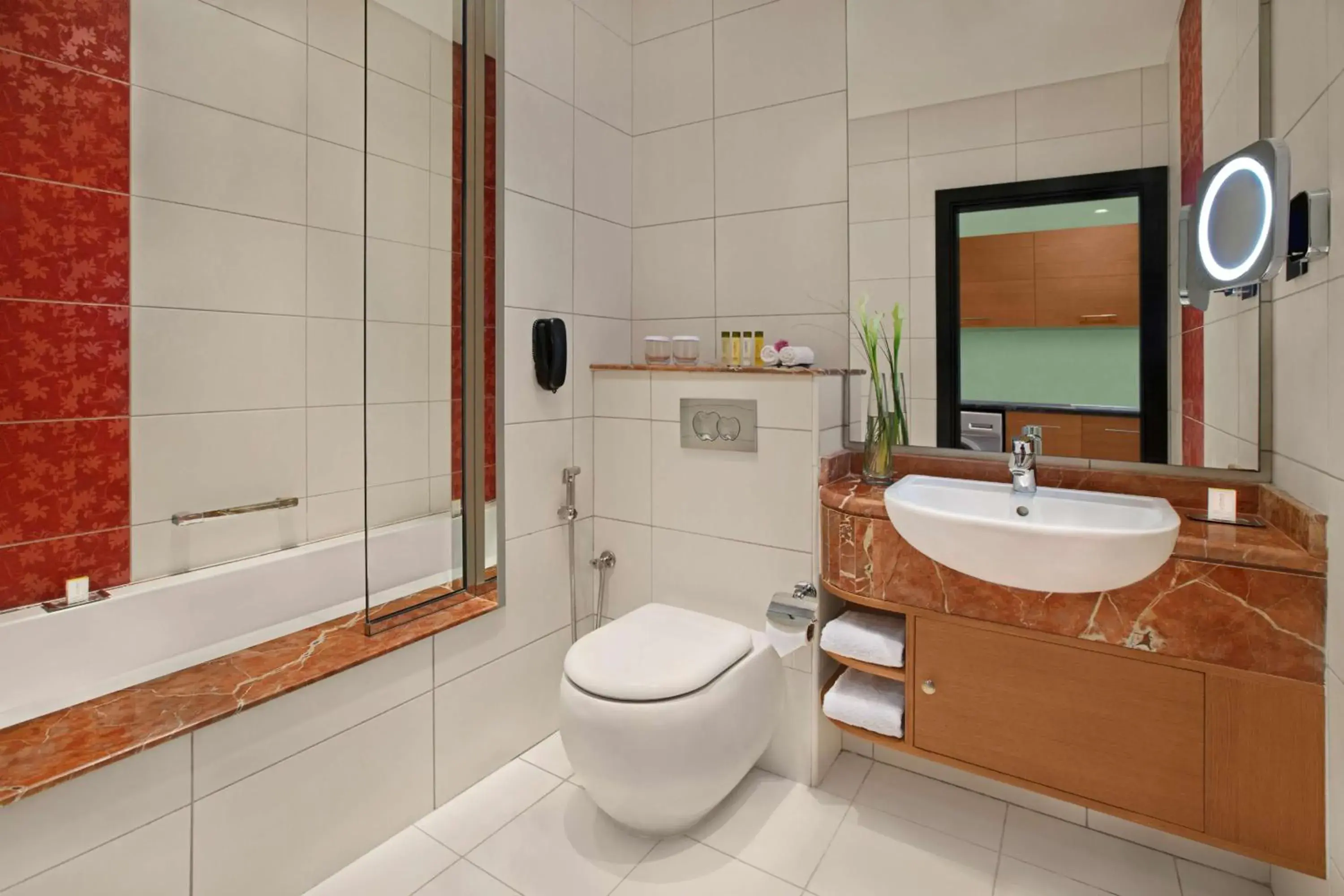 Bathroom in DoubleTree by Hilton Hotel and Residences Dubai – Al Barsha Bathroom in DoubleTree by Hilton Hotel and Residences Dubai – Al Barsha