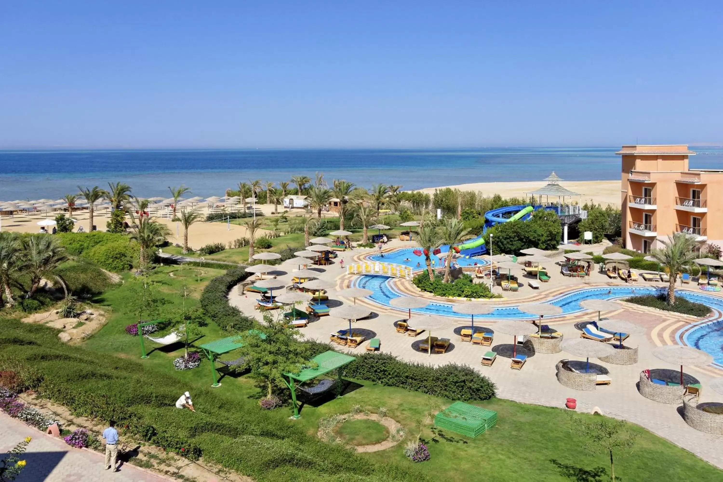 Bird's eye view, Pool View in The Three Corners Sunny Beach Resort