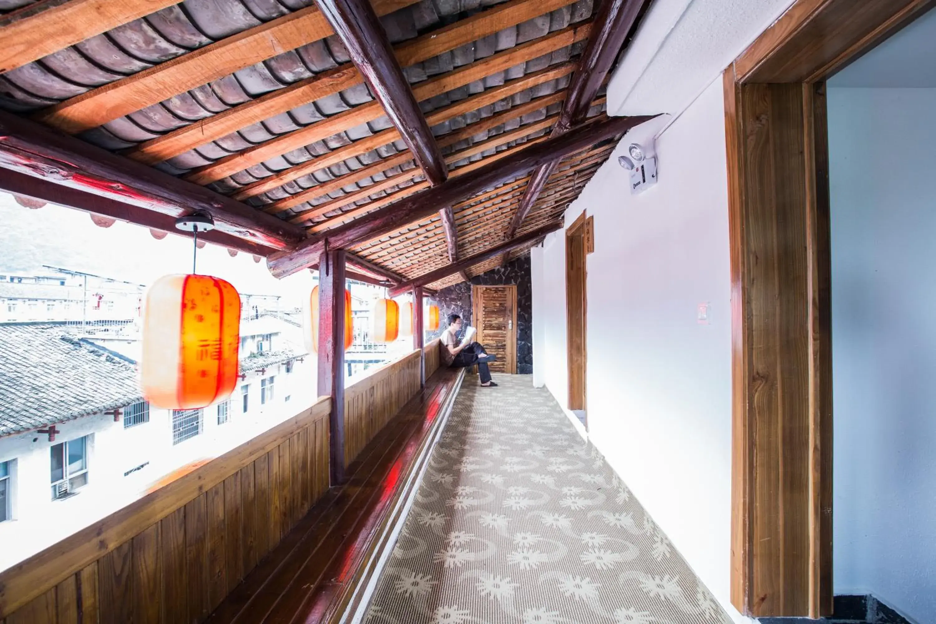 Balcony/Terrace in Zhangjiajie Destination Youth Hostel