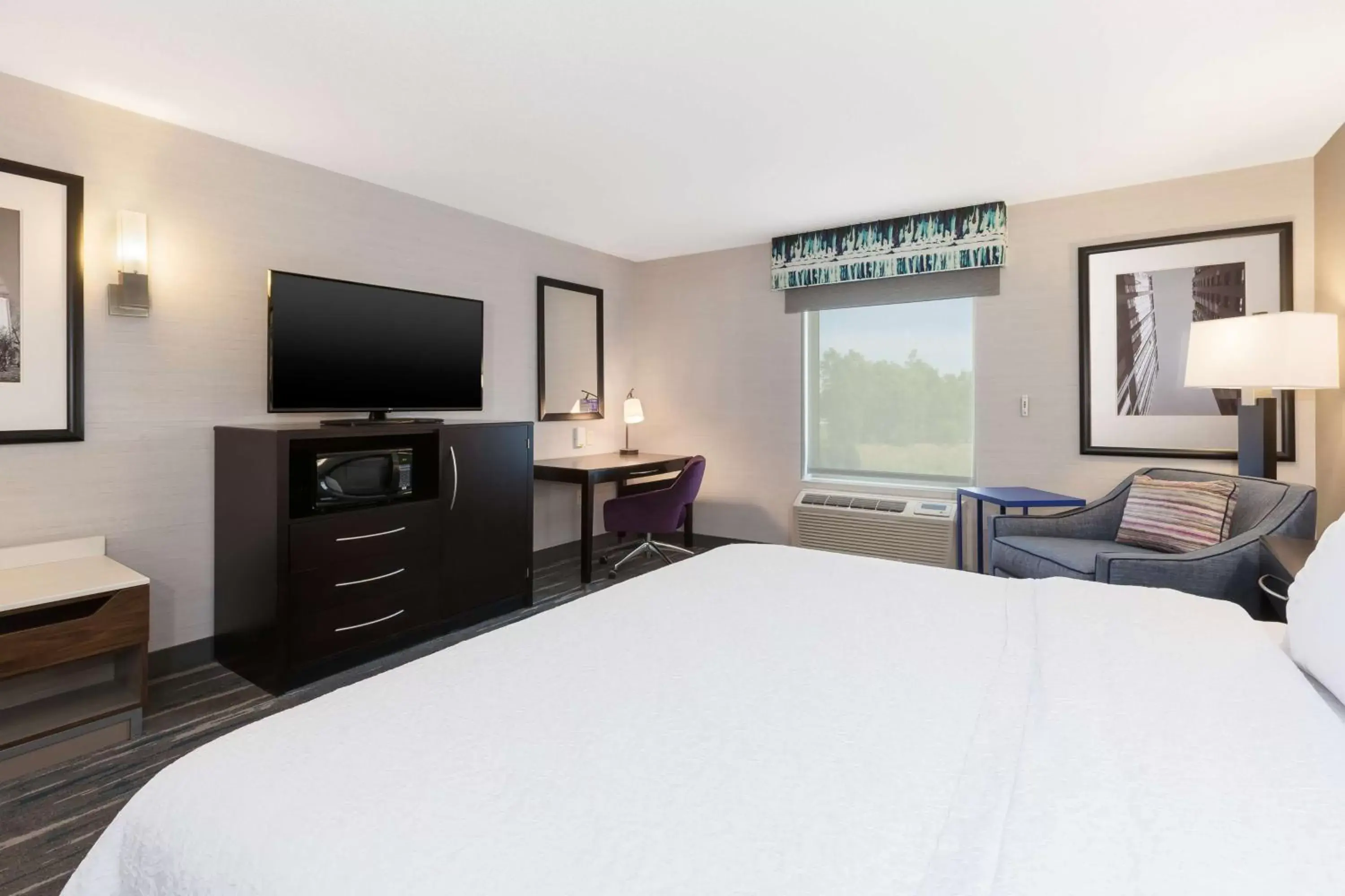 Bedroom, TV/Entertainment Center in Hampton Inn and Suites Flint/Grand Blanc