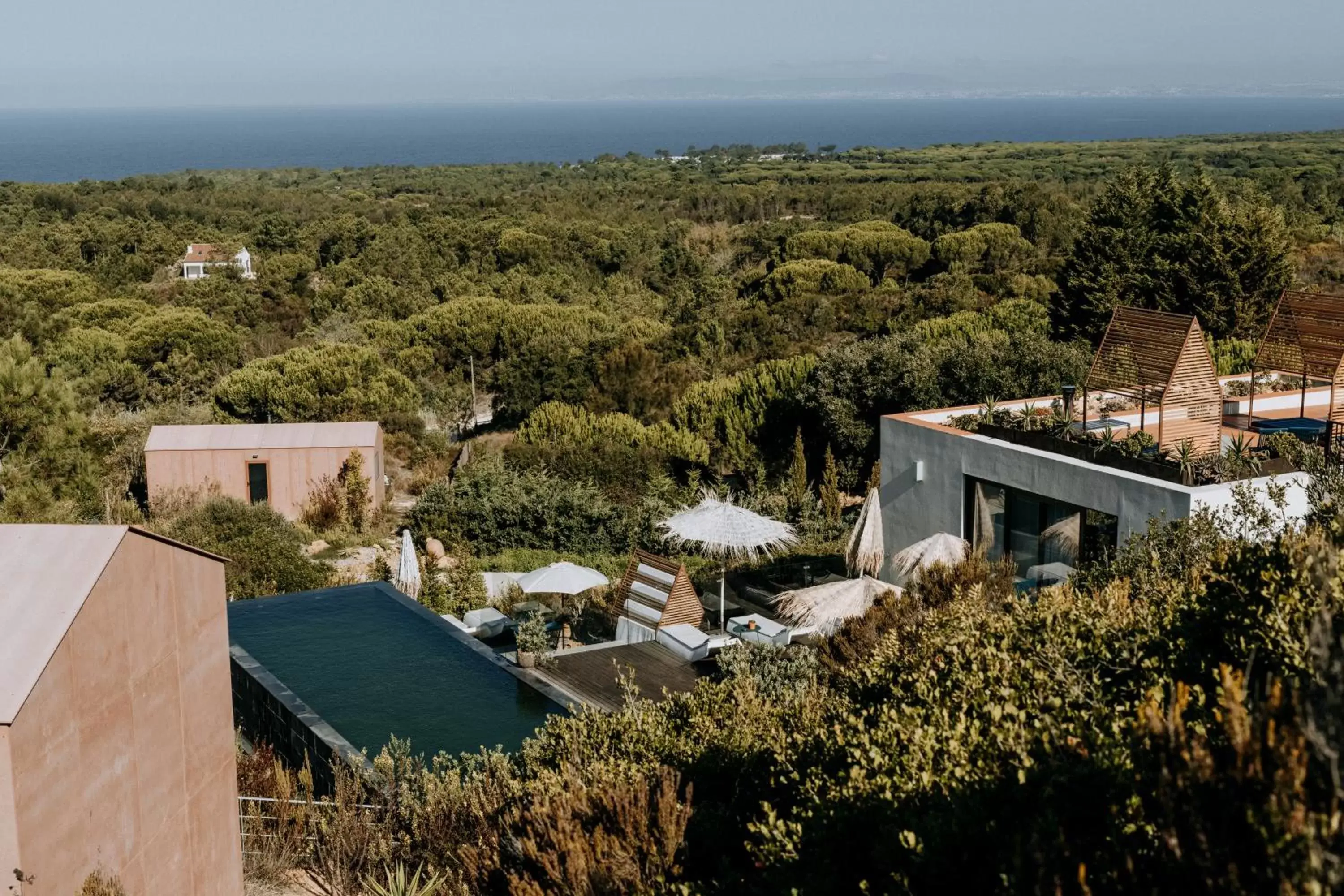 Swimming pool, Bird's-eye View in Eco-lodge Villa Epicurea