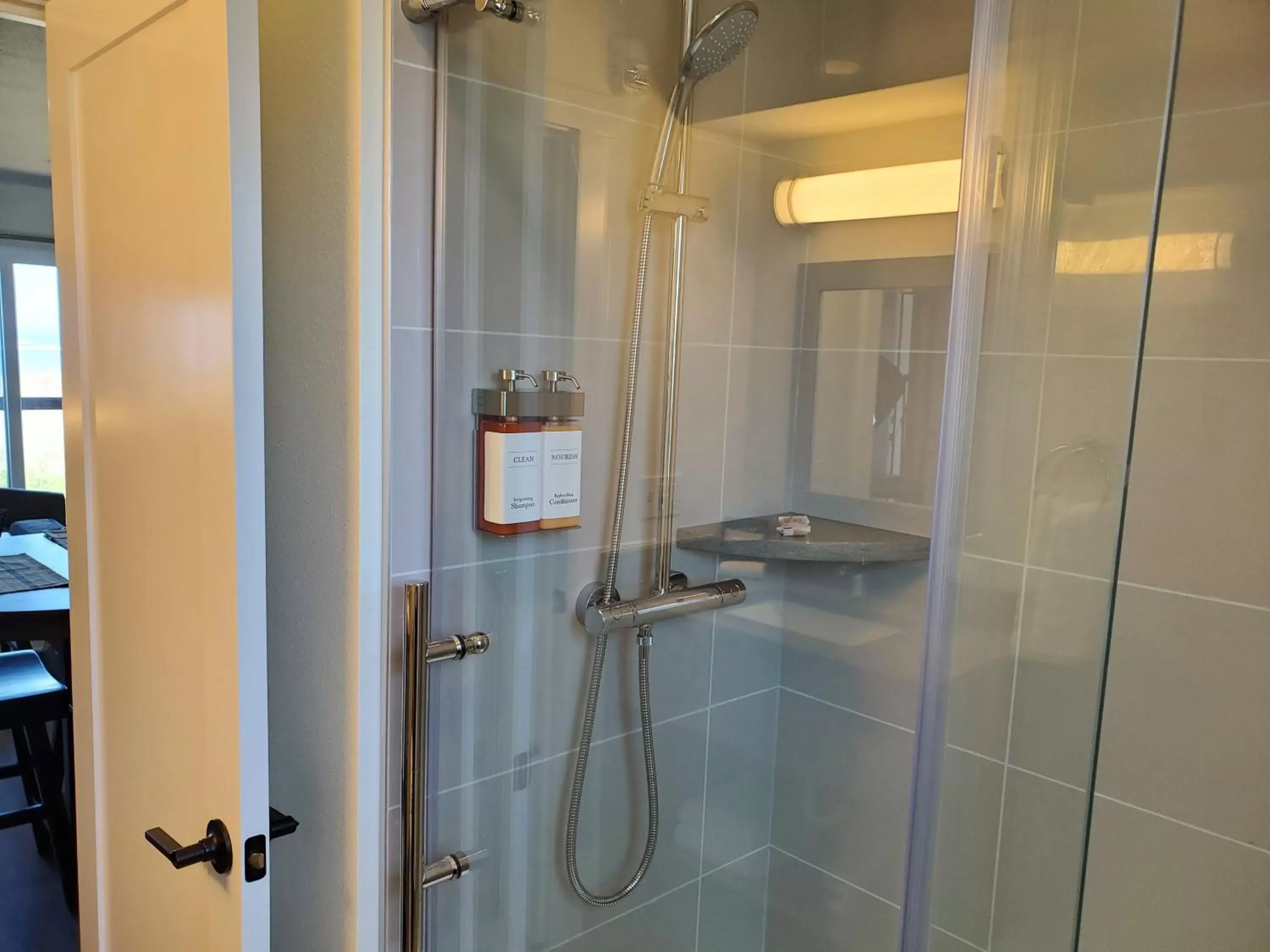 Shower, Bathroom in Moonstone Beach Motel