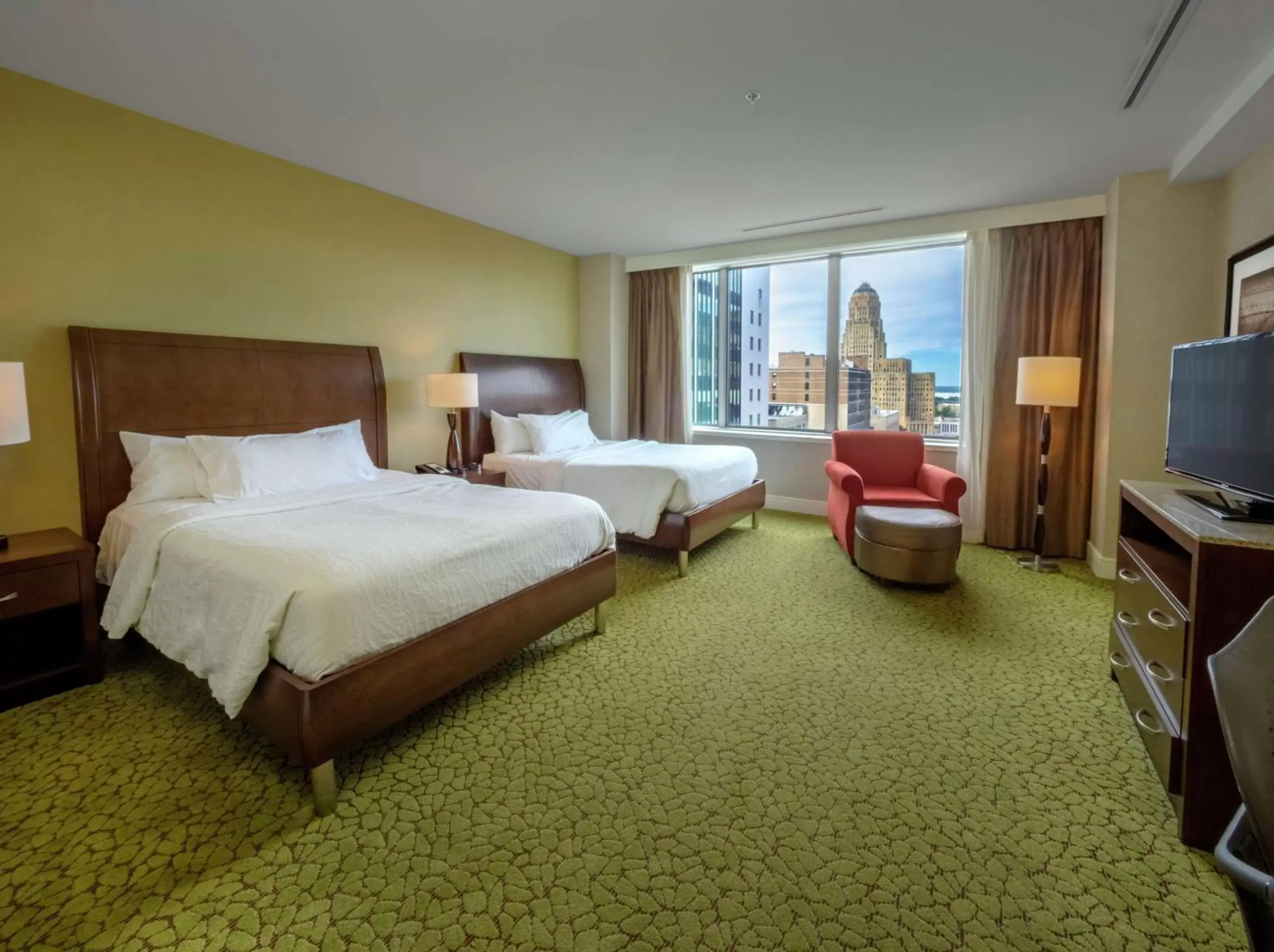 Bed in The Hilton Garden Inn Buffalo-Downtown