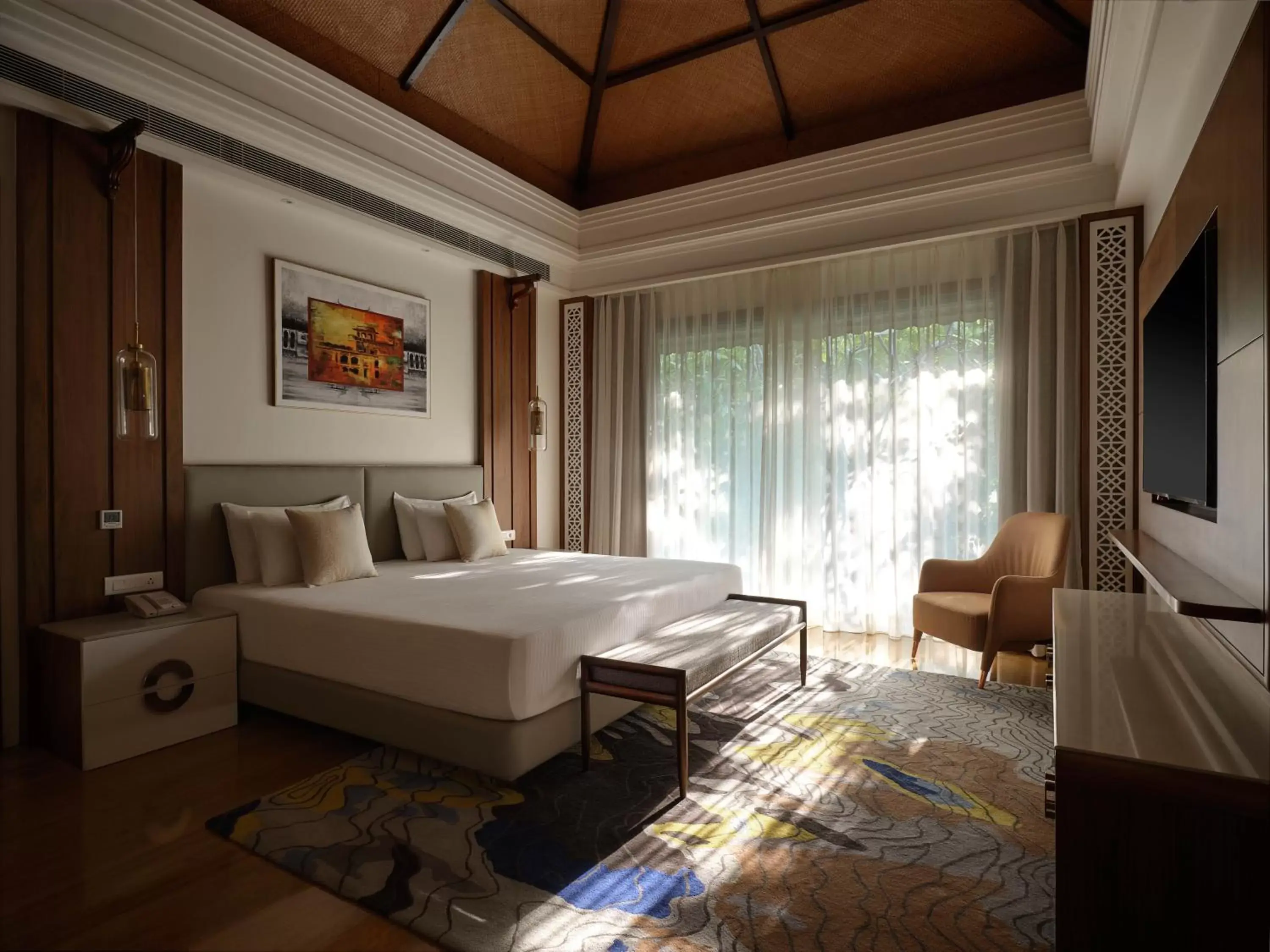 Bed in The Ananta Udaipur Resort & Spa