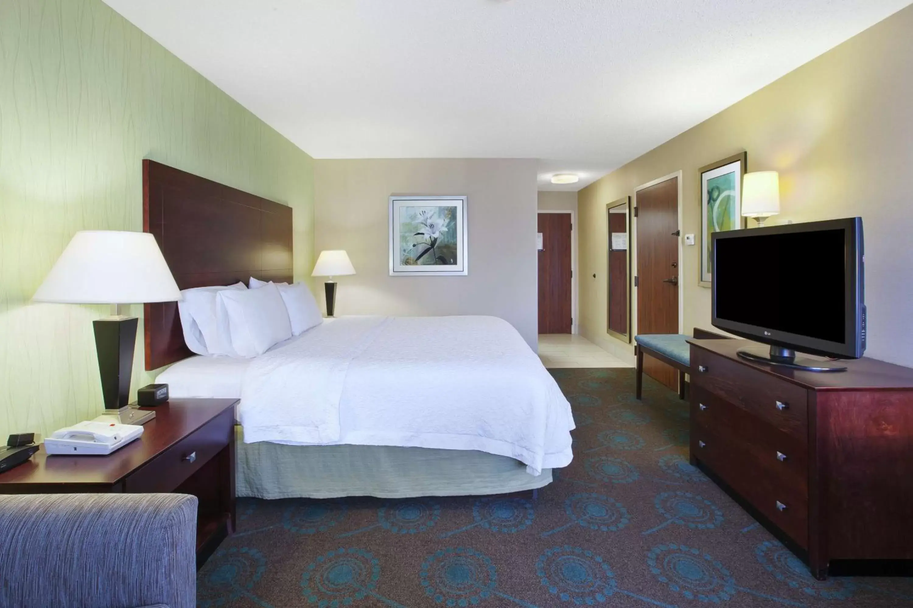 Bedroom, TV/Entertainment Center in Hampton Inn & Suites South Bend