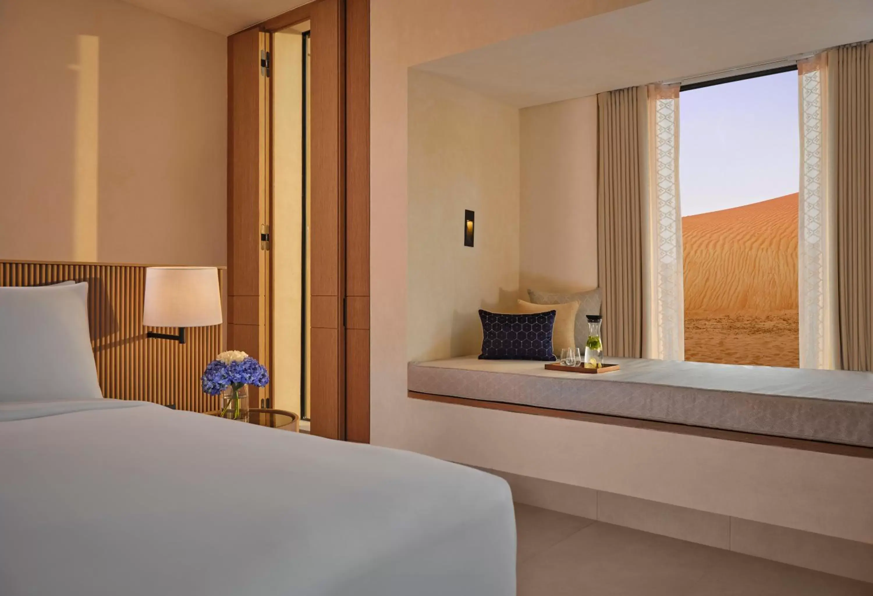 View (from property/room), Bed in The Ritz-Carlton Ras Al Khaimah, Al Wadi Desert