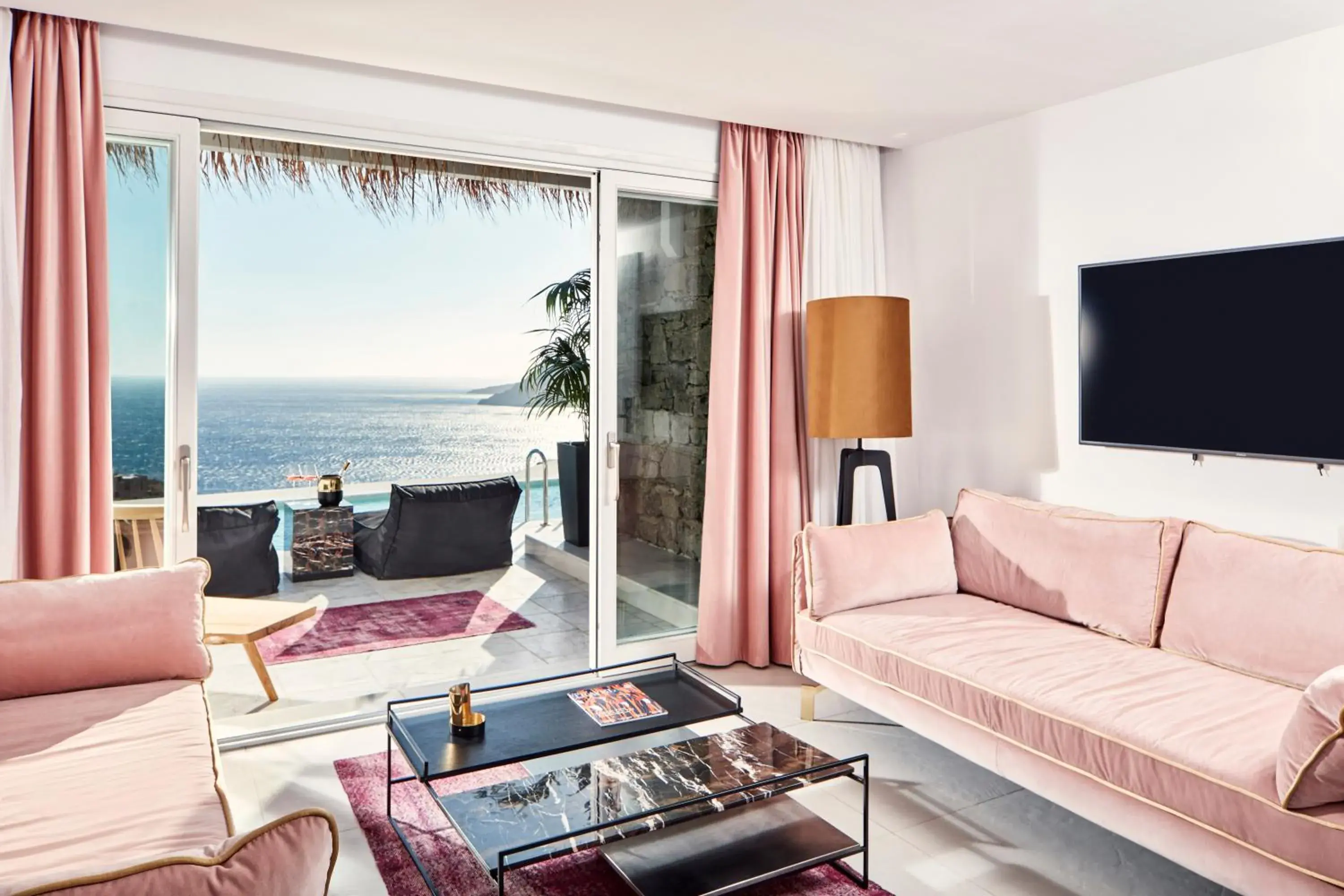 Living room in Myconian Villa Collection - Preferred Hotels & Resorts Living room in Myconian Villa Collection - Preferred Hotels & Resorts