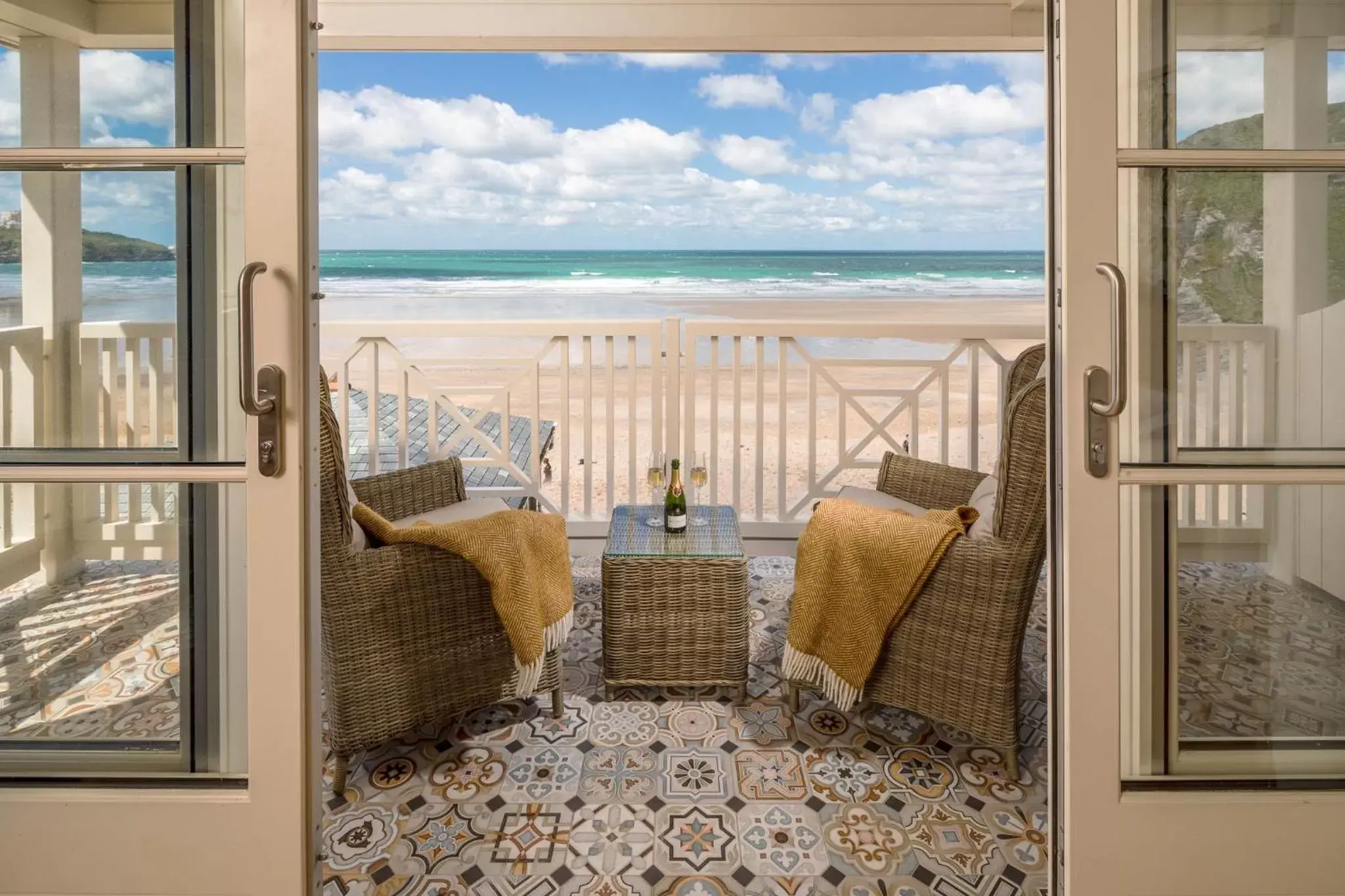 Balcony/Terrace in Tolcarne Beach Colonial Restaurant and Rooms