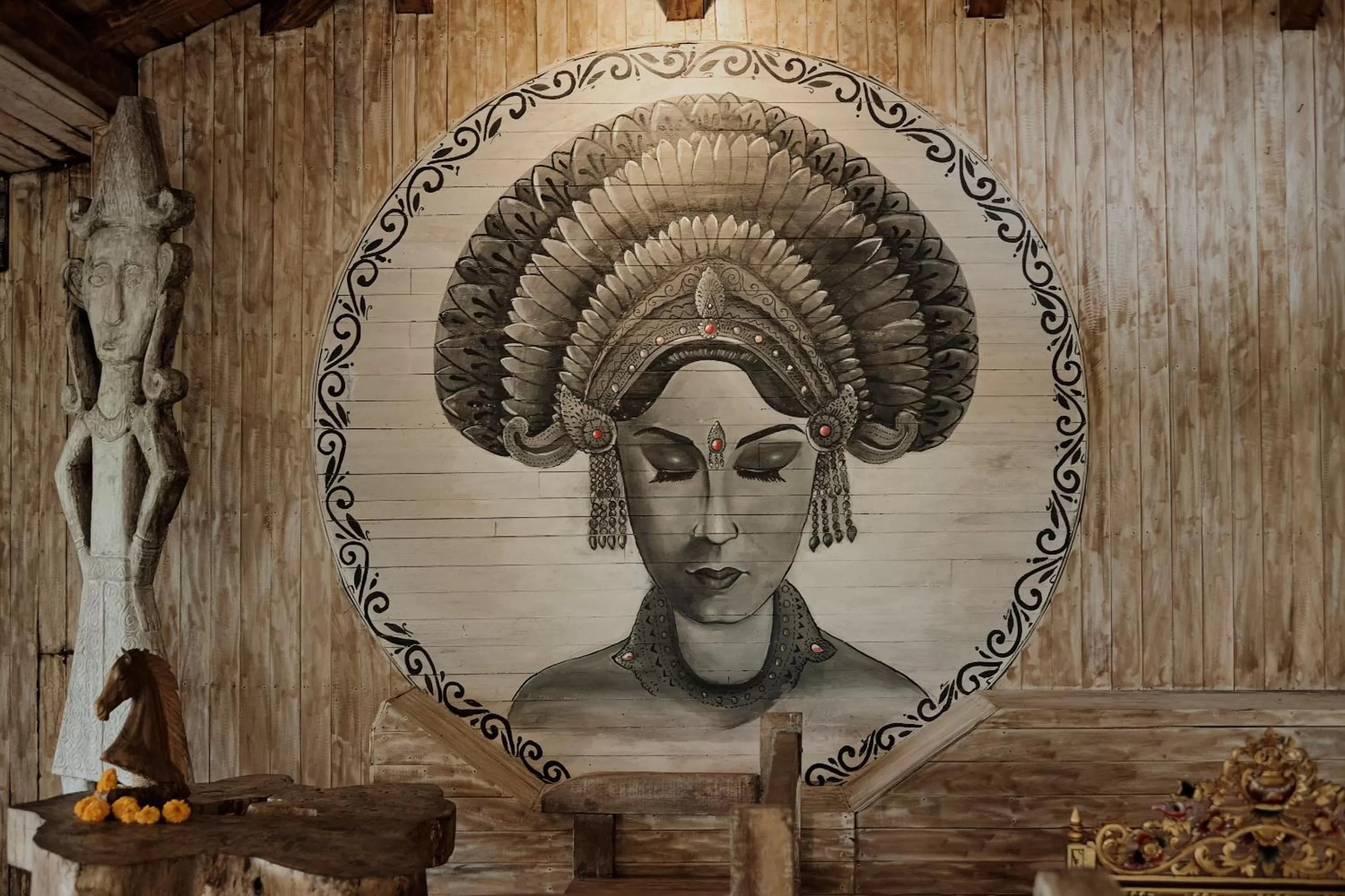 Decorative detail in Joglo Organik Guesthouse