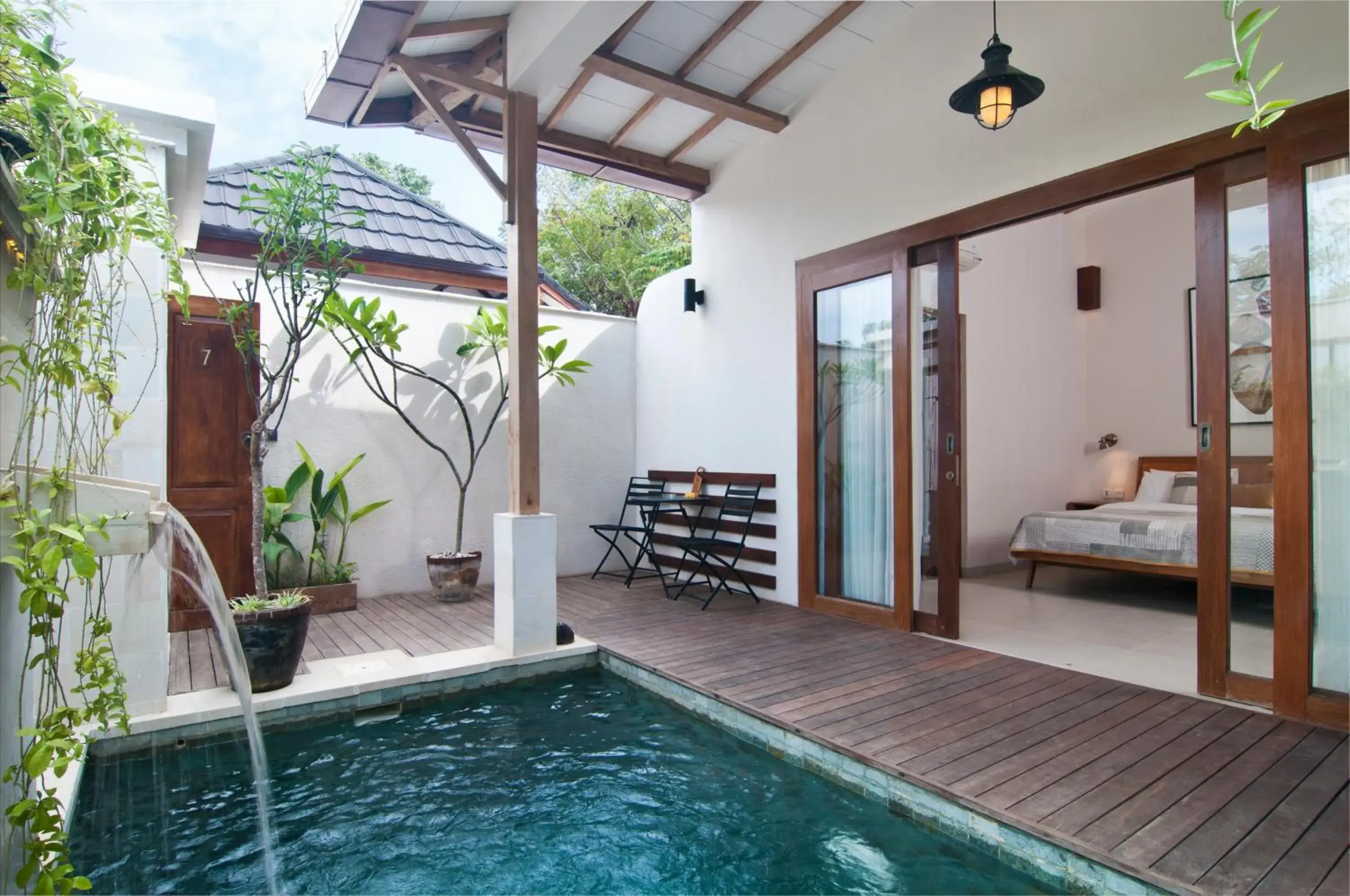 Balcony/Terrace, Swimming Pool in Ke Rensia Private Pool Villas Gili Air