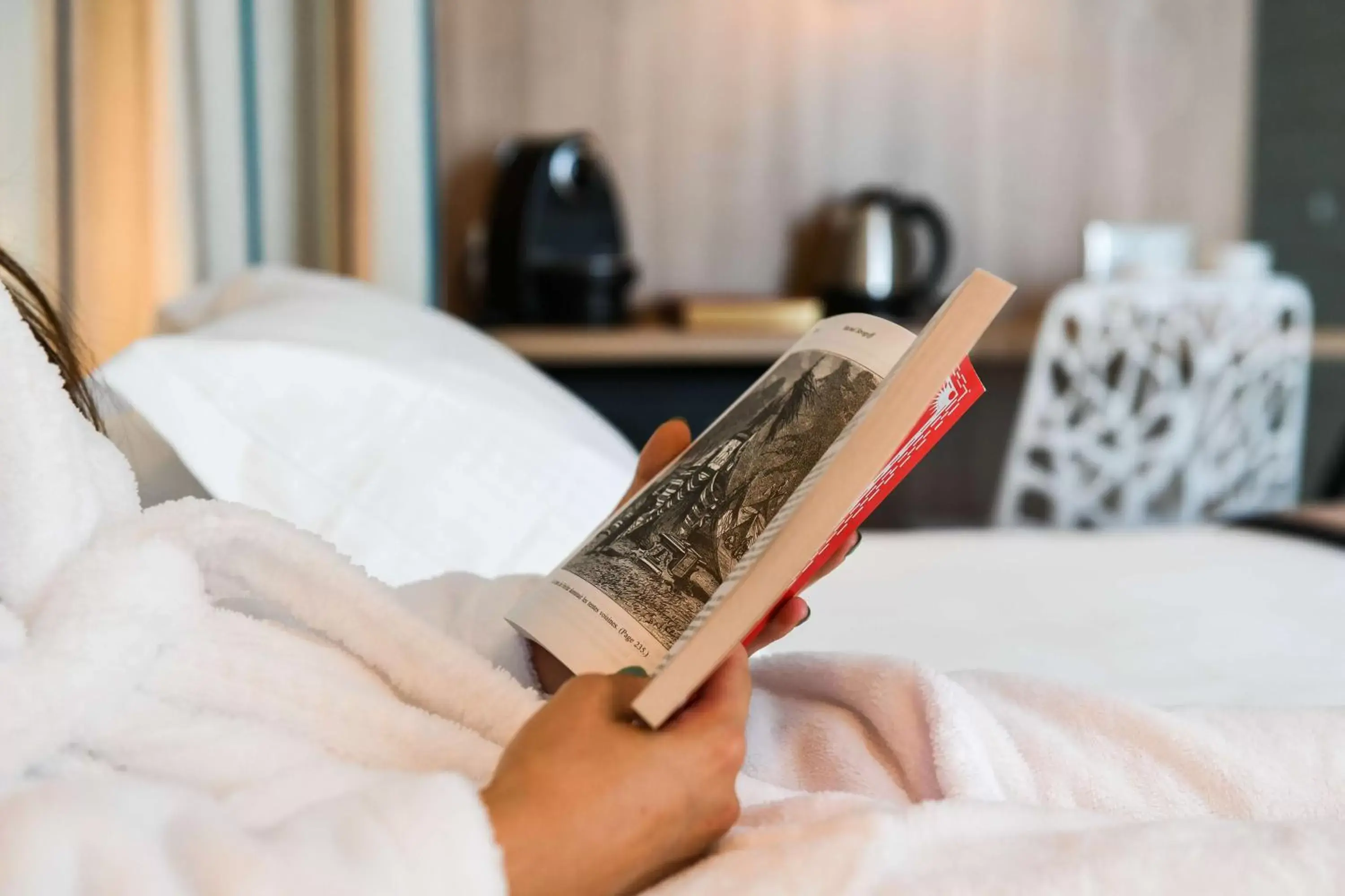 View (from property/room), Bed in Hôtel Jules Verne Biarritz View (from property/room), Bed in Hôtel Jules Verne Biarritz