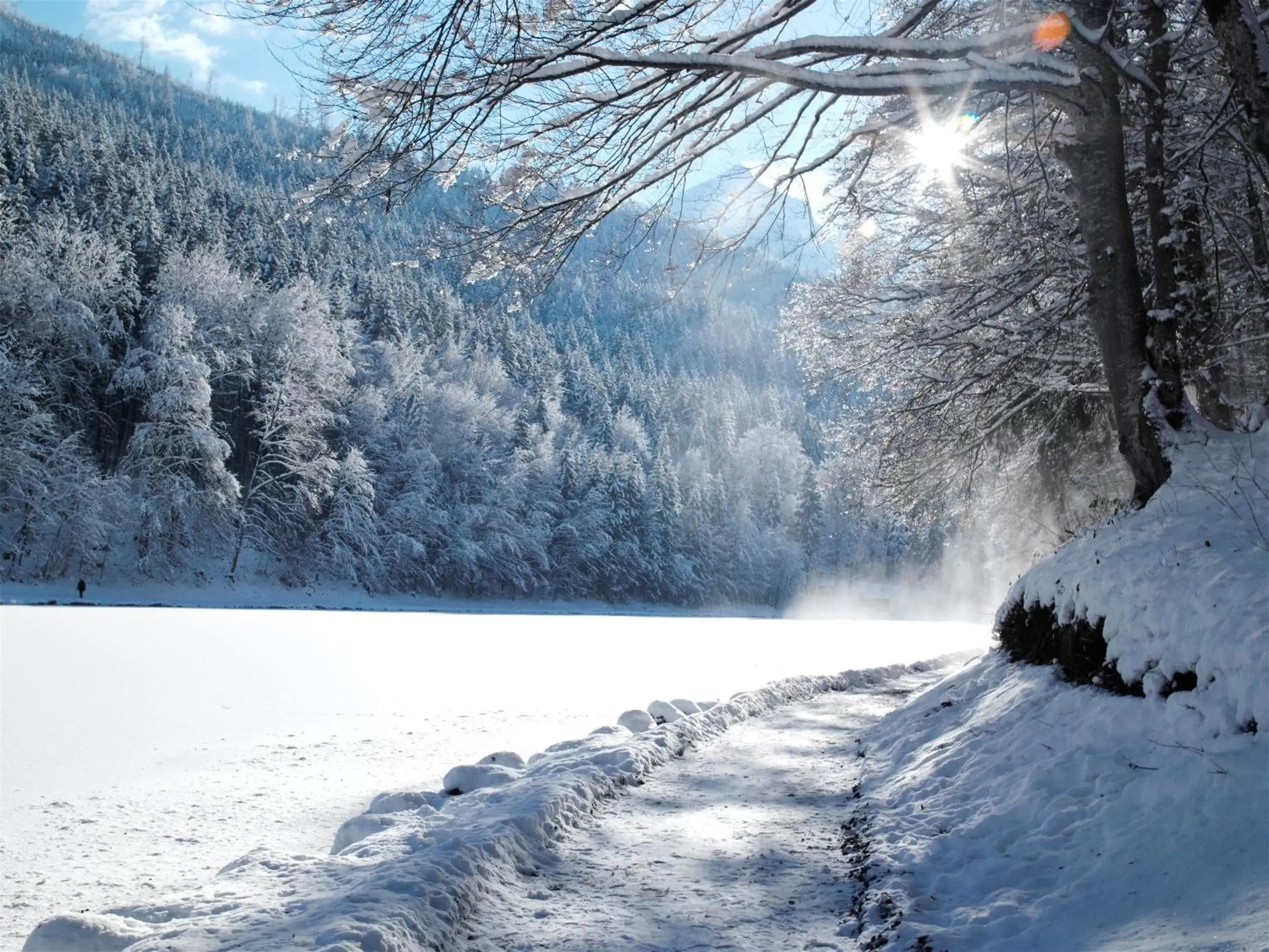 Lake view, Winter in Riessersee Hotel