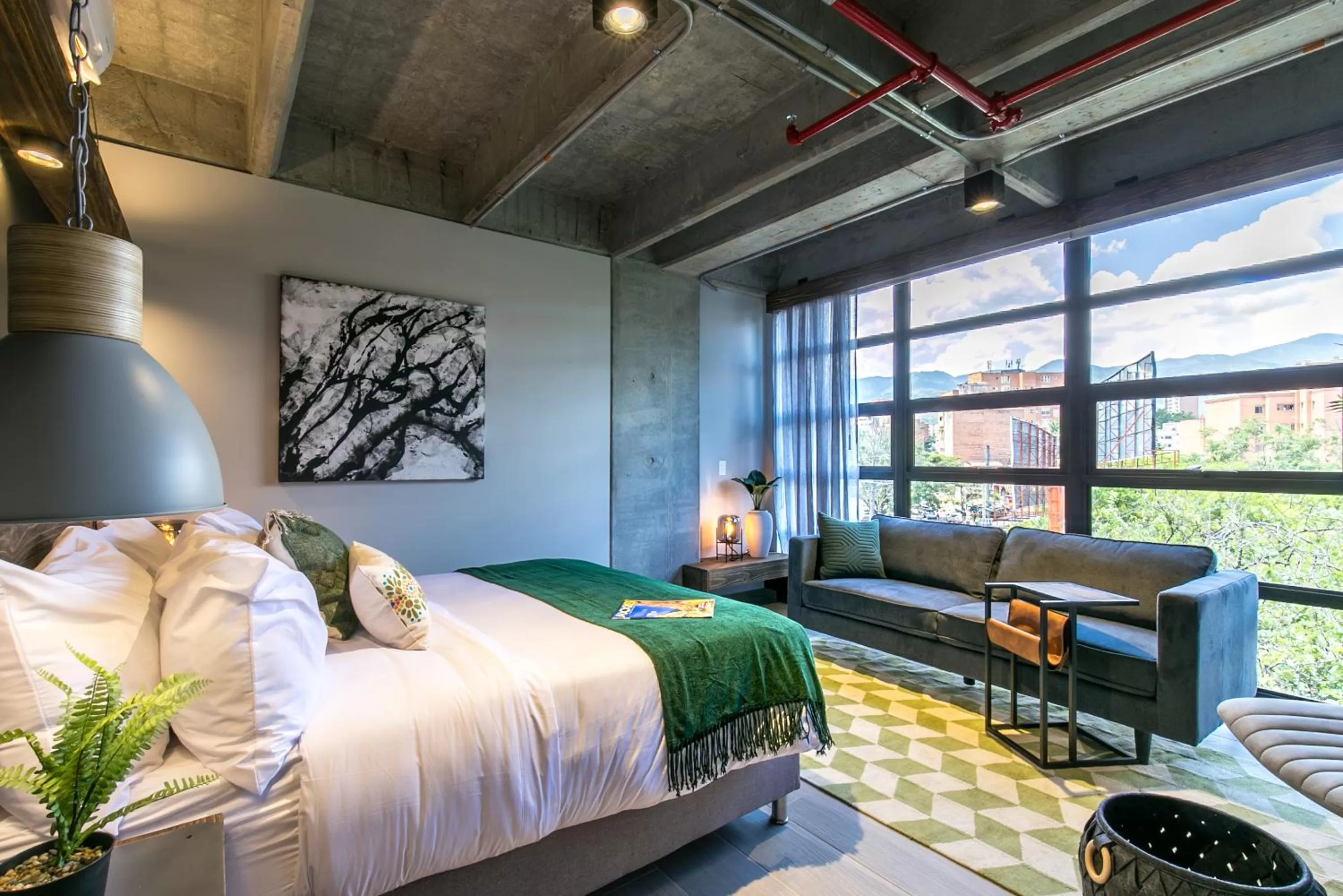 Bed in Factory Lofts Hotel