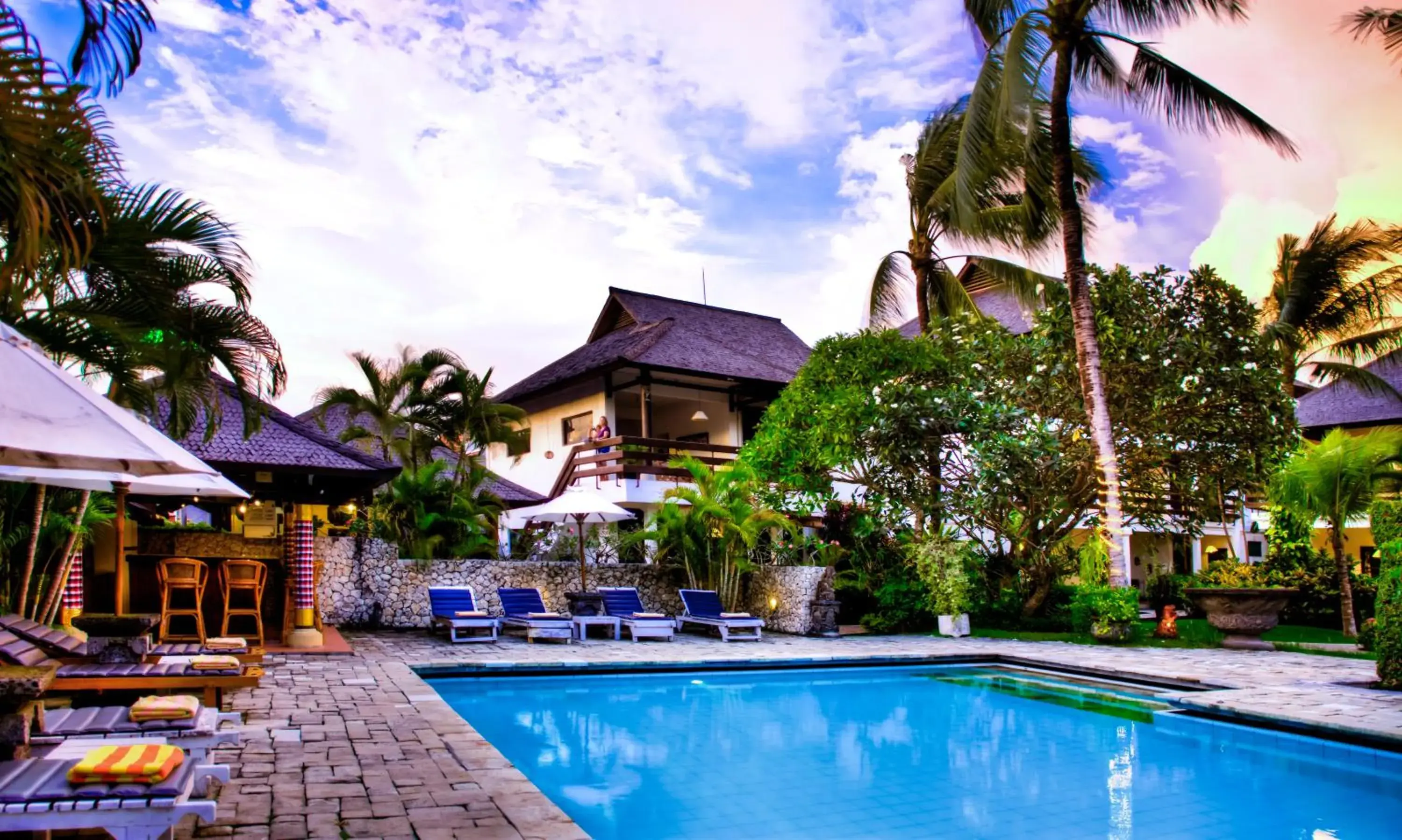 Swimming pool, Property Building in Hotel Palm Garden Bali