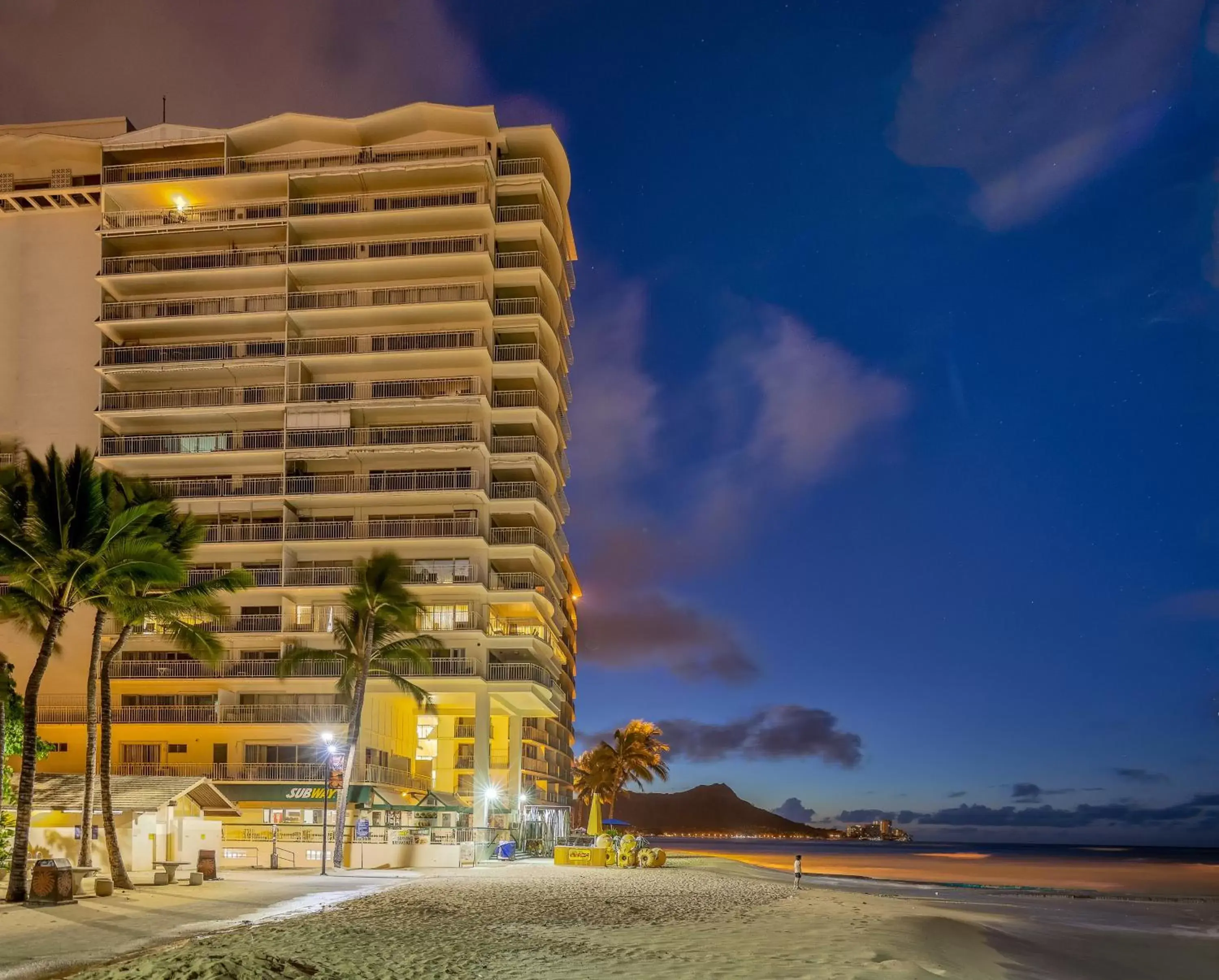 Beach, Property Building in Castle Waikiki Shore Beachfront Condominiums