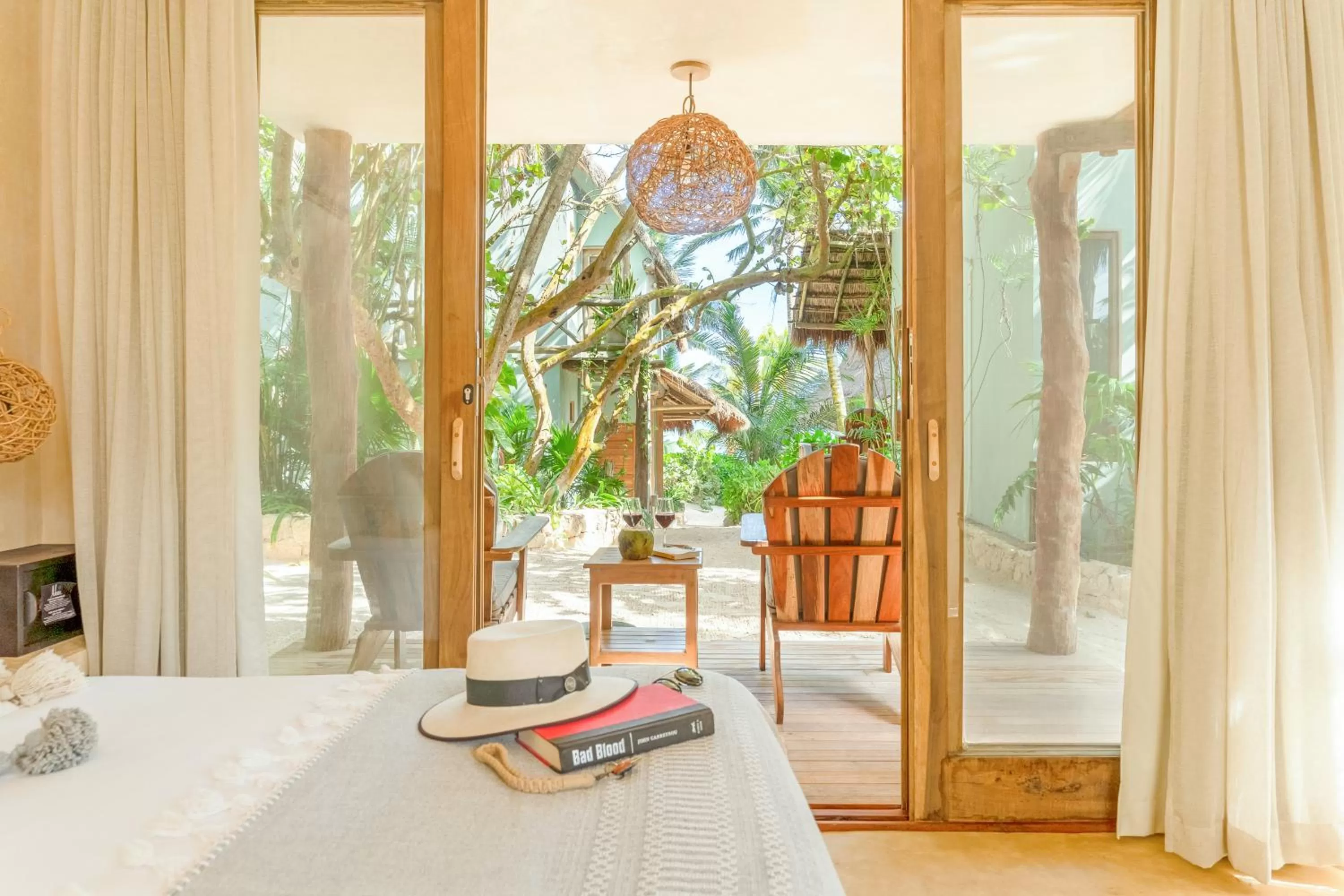 Balcony/Terrace, Bed in Ahau Tulum - Beachfront Hotel