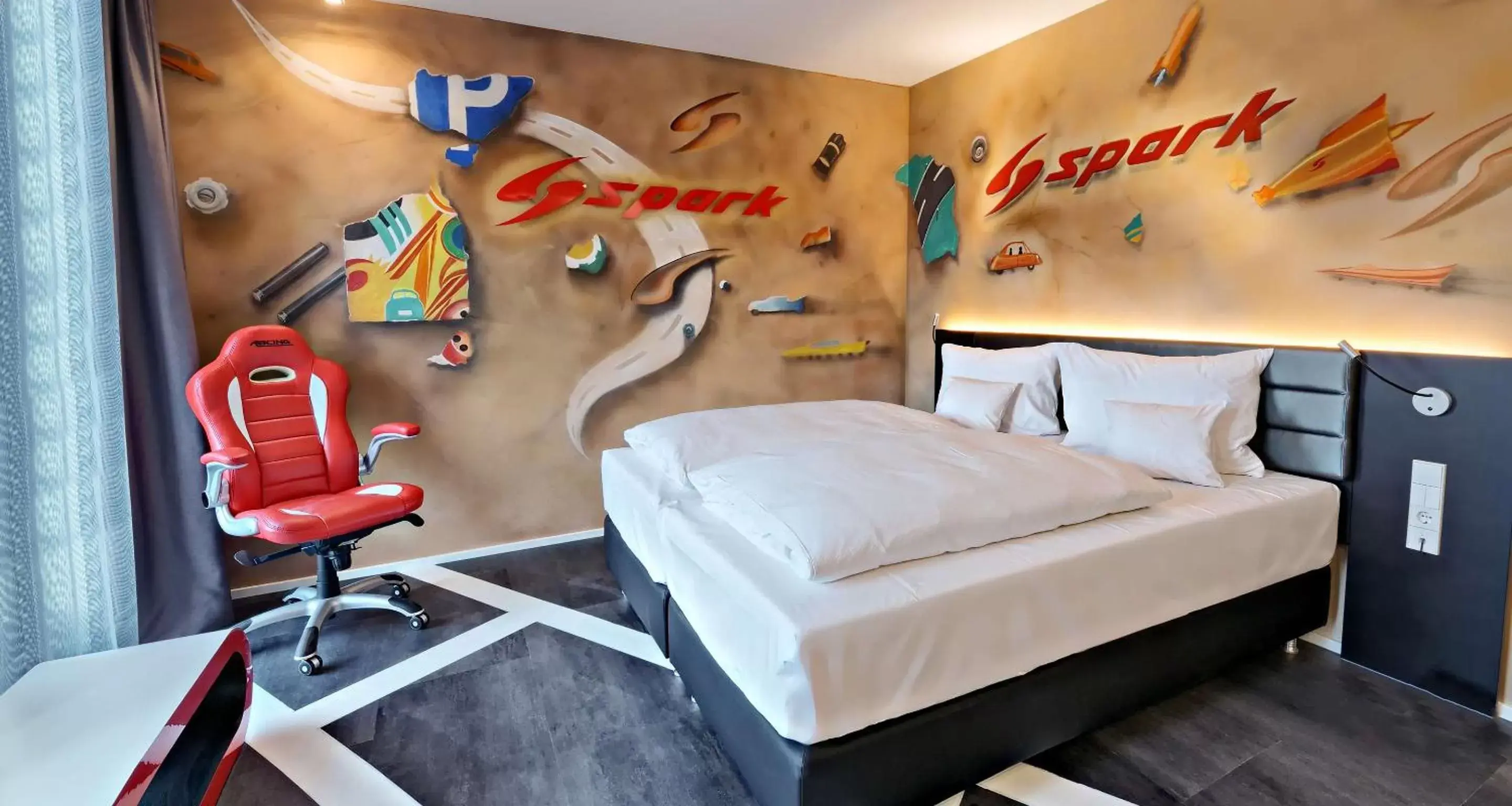 Bedroom, Bed in V8 HOTEL Motorworld Region Stuttgart