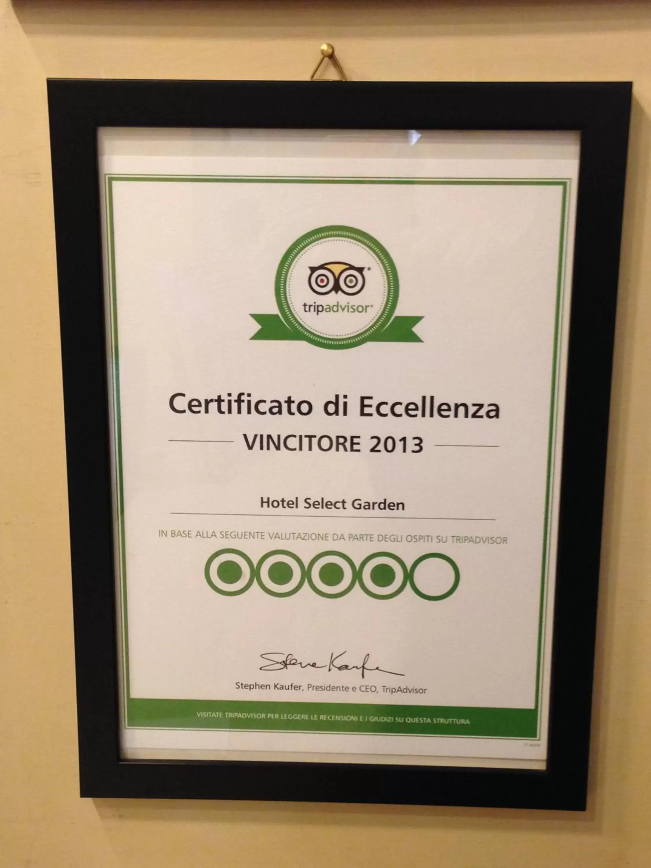 Certificate/Award in Hotel Select Garden