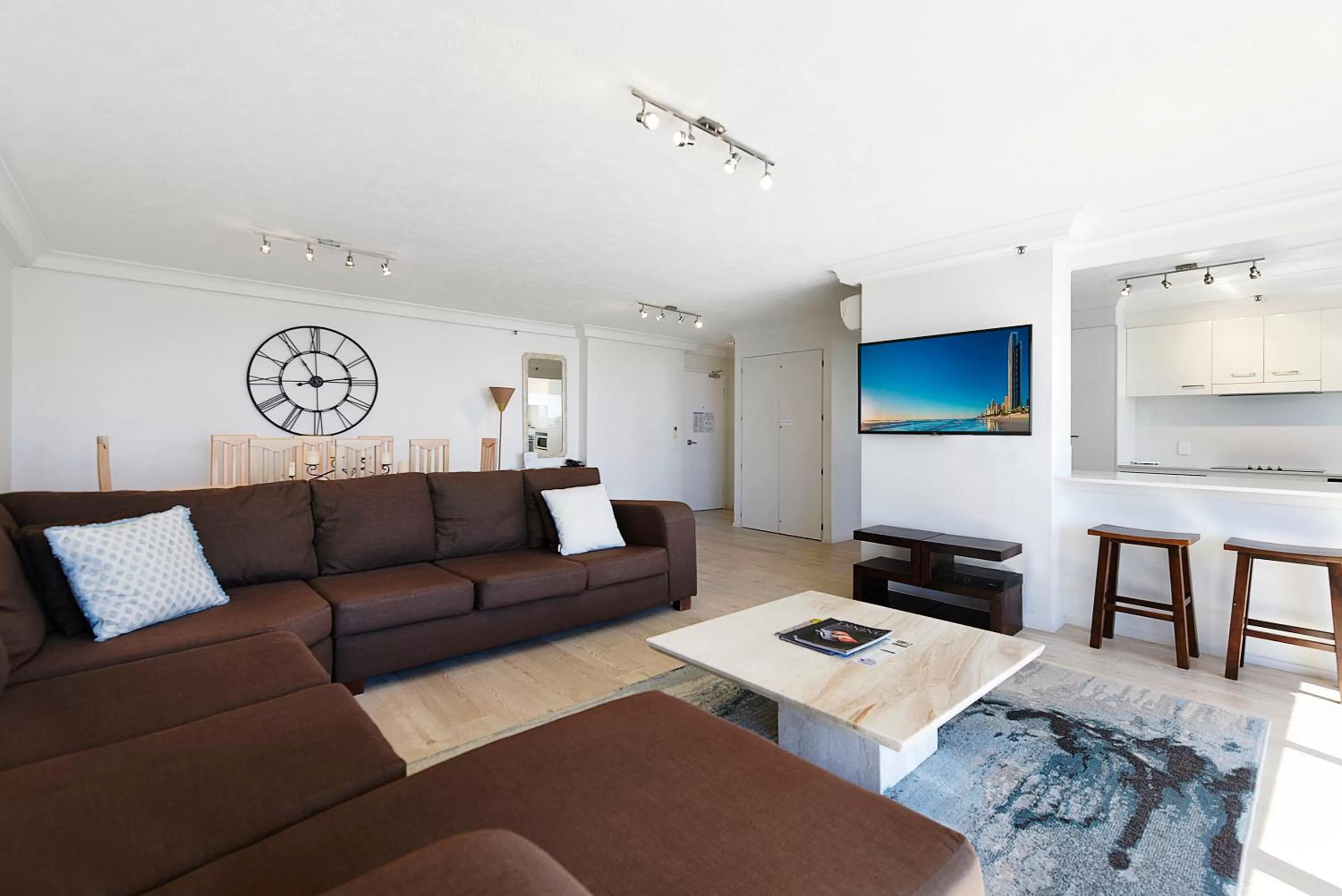 Living room in Surfers Century Oceanside Apartments