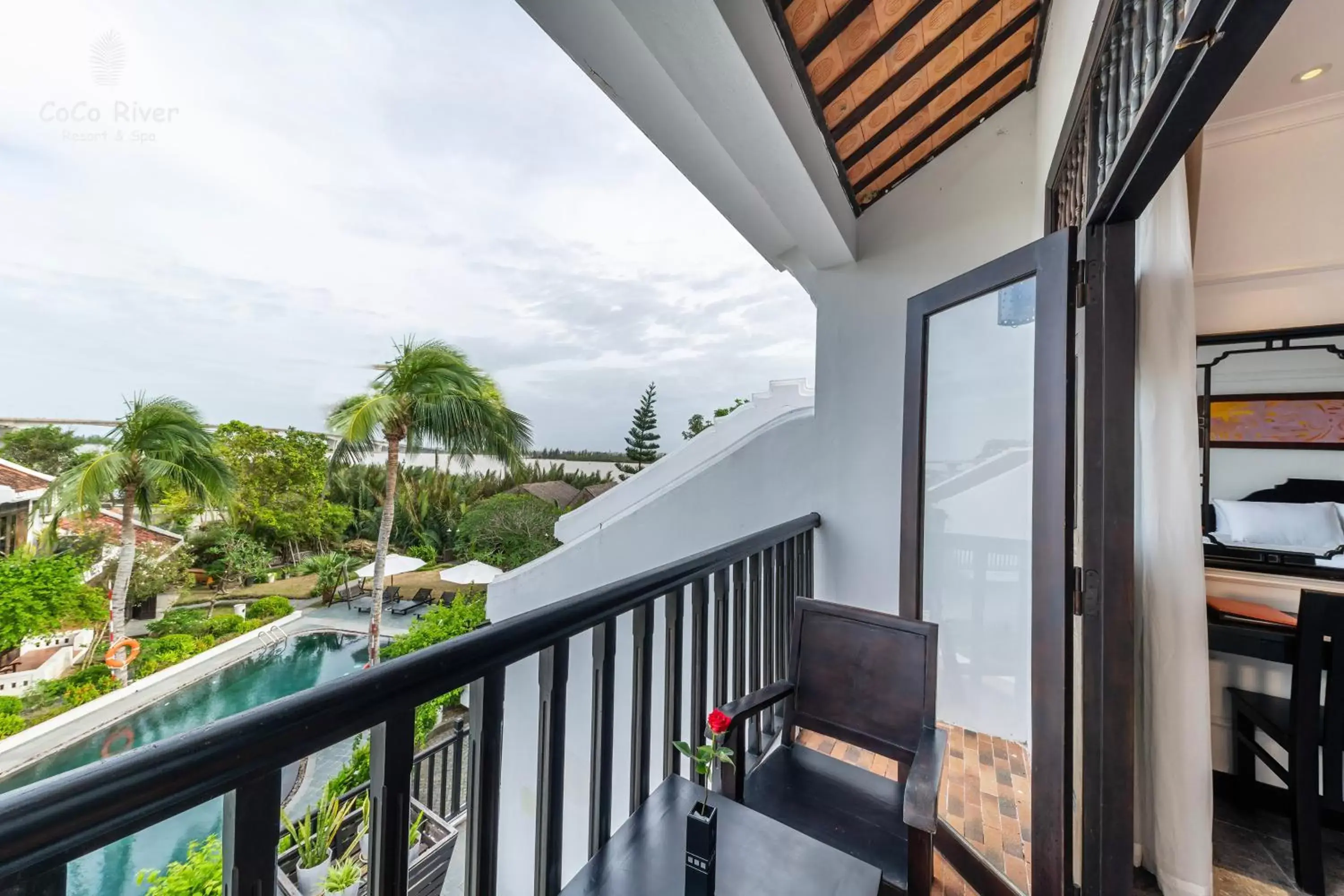 View (from property/room), Balcony/Terrace in Hoi An Coco River Resort & Spa