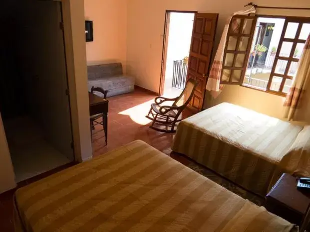 Balcony/Terrace, Bed in Posada Doña Lala