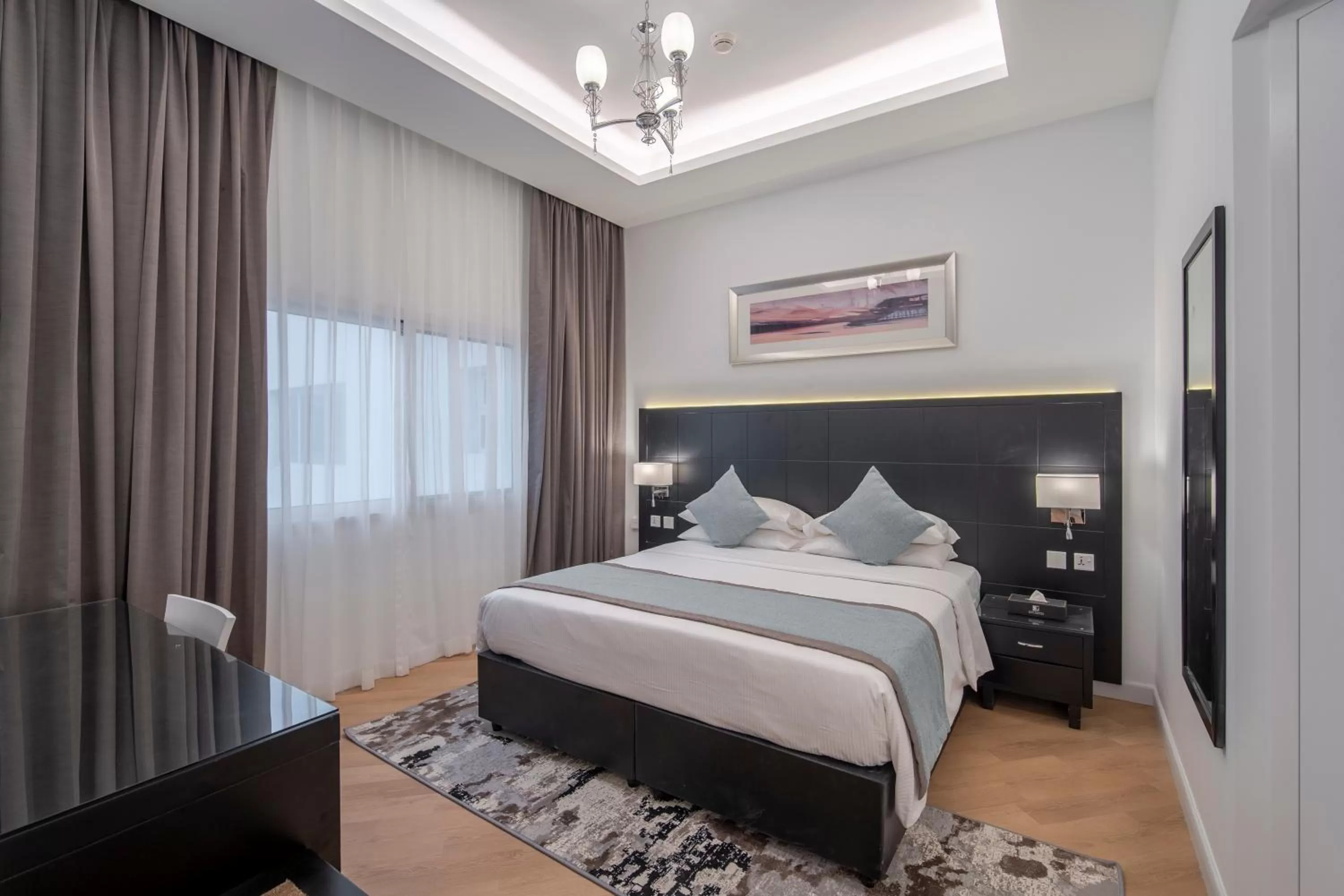 Bedroom, Bed in Rose Garden Hotel Apartments - Al Barsha, Near Metro Station