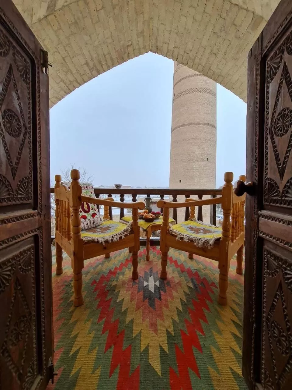 Balcony/Terrace in madrasah Polvon-Qori boutique hotel XIX century