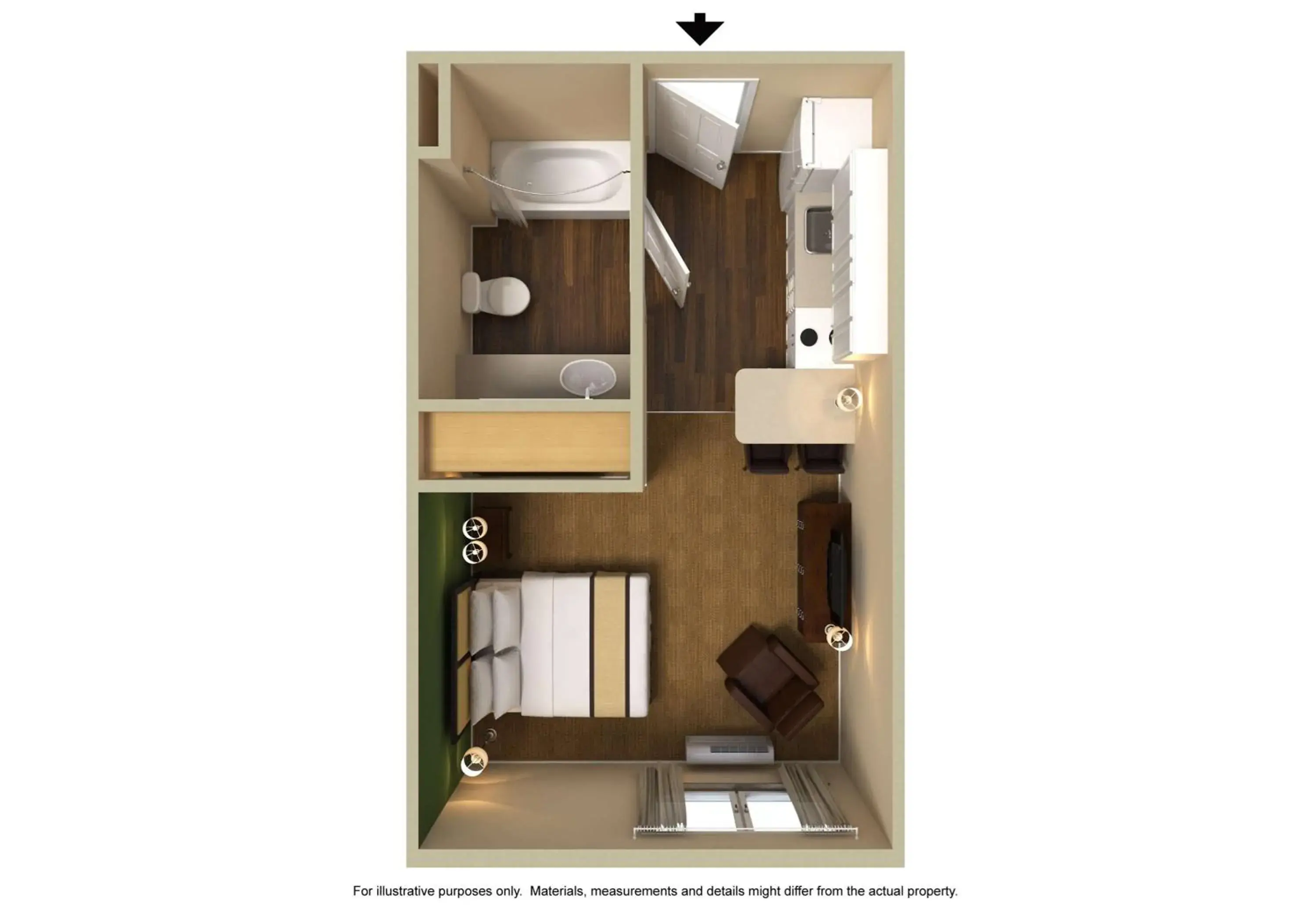 Bedroom, Floor Plan in Extended Stay America Suites - Jacksonville - Baymeadows