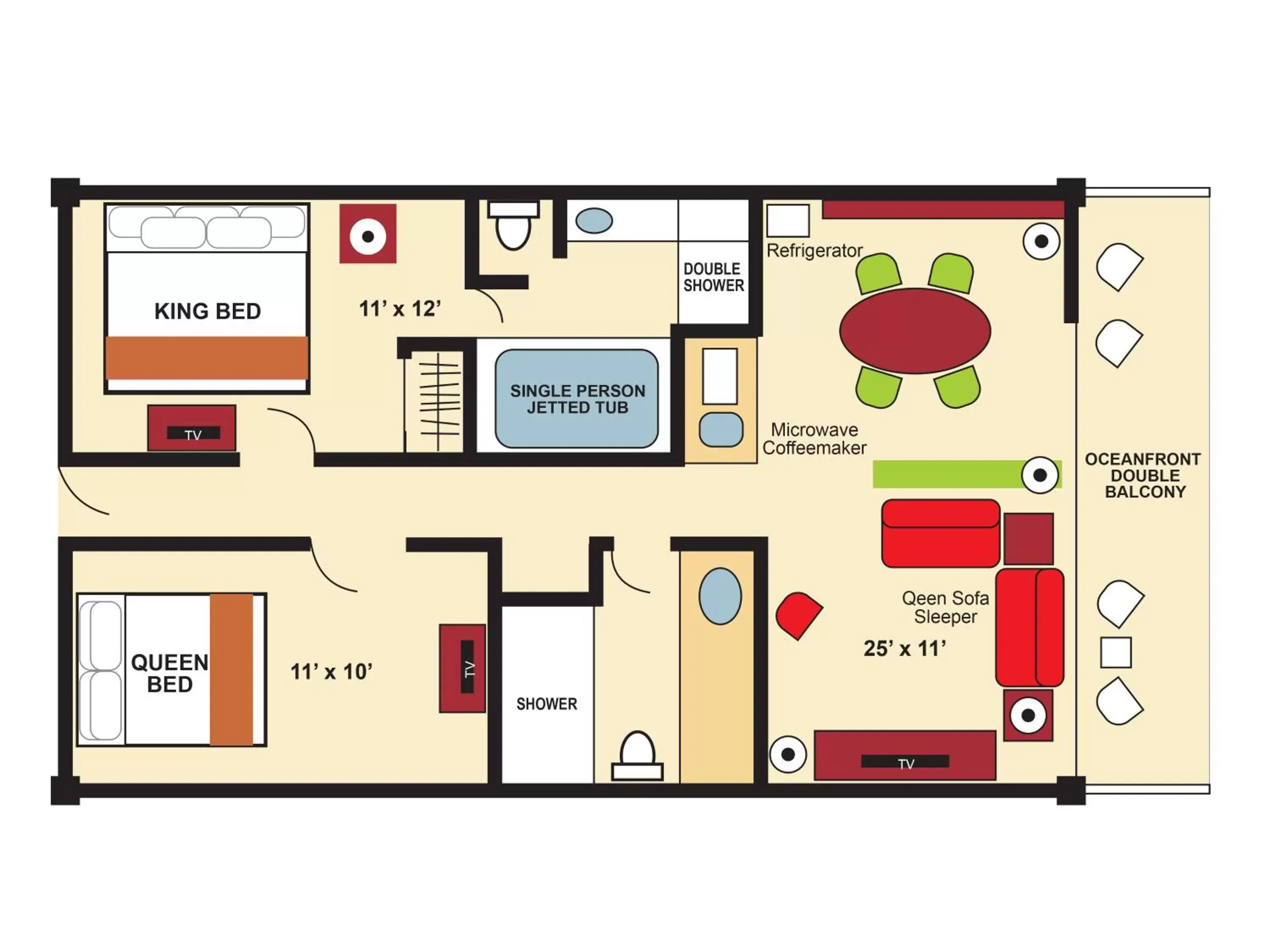 Floor Plan in Coastal Hotel & Suites Virginia Beach - Oceanfront