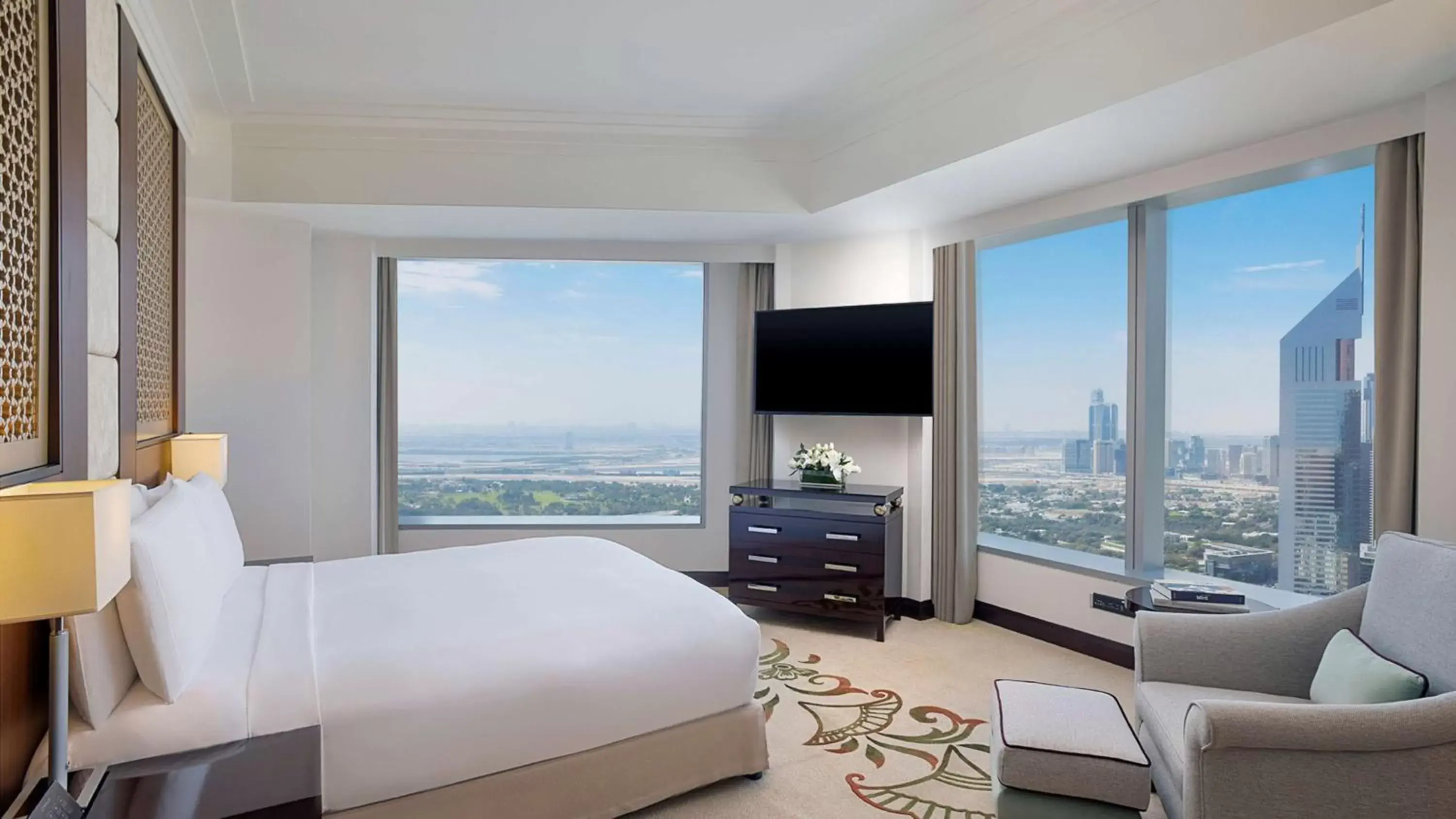 Bed, Mountain View in Conrad Dubai