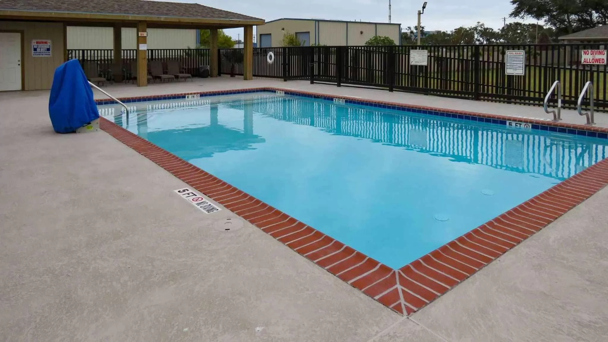 Pool view in Motel 6-Rockport, TX