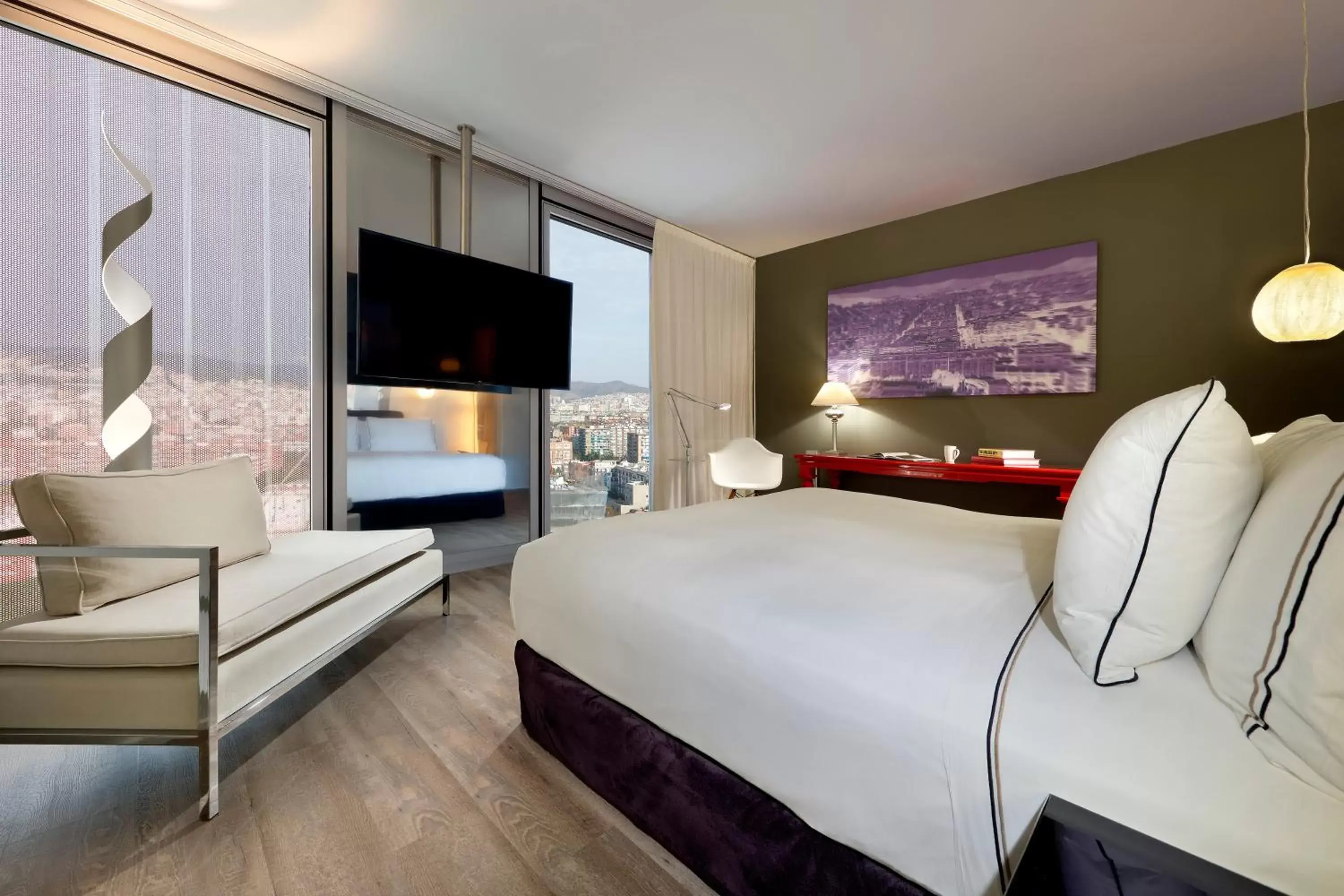 View (from property/room), Bed in Melia Barcelona Sky 4* Sup