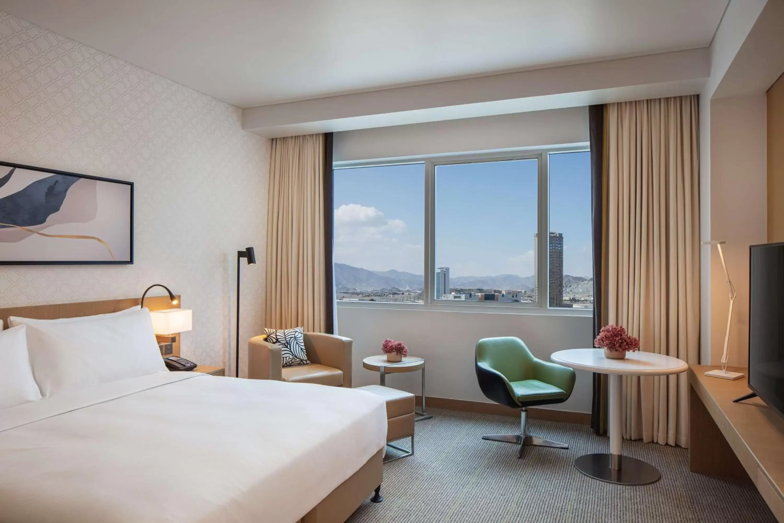 Bed, Mountain View in Doubletree By Hilton Fujairah City