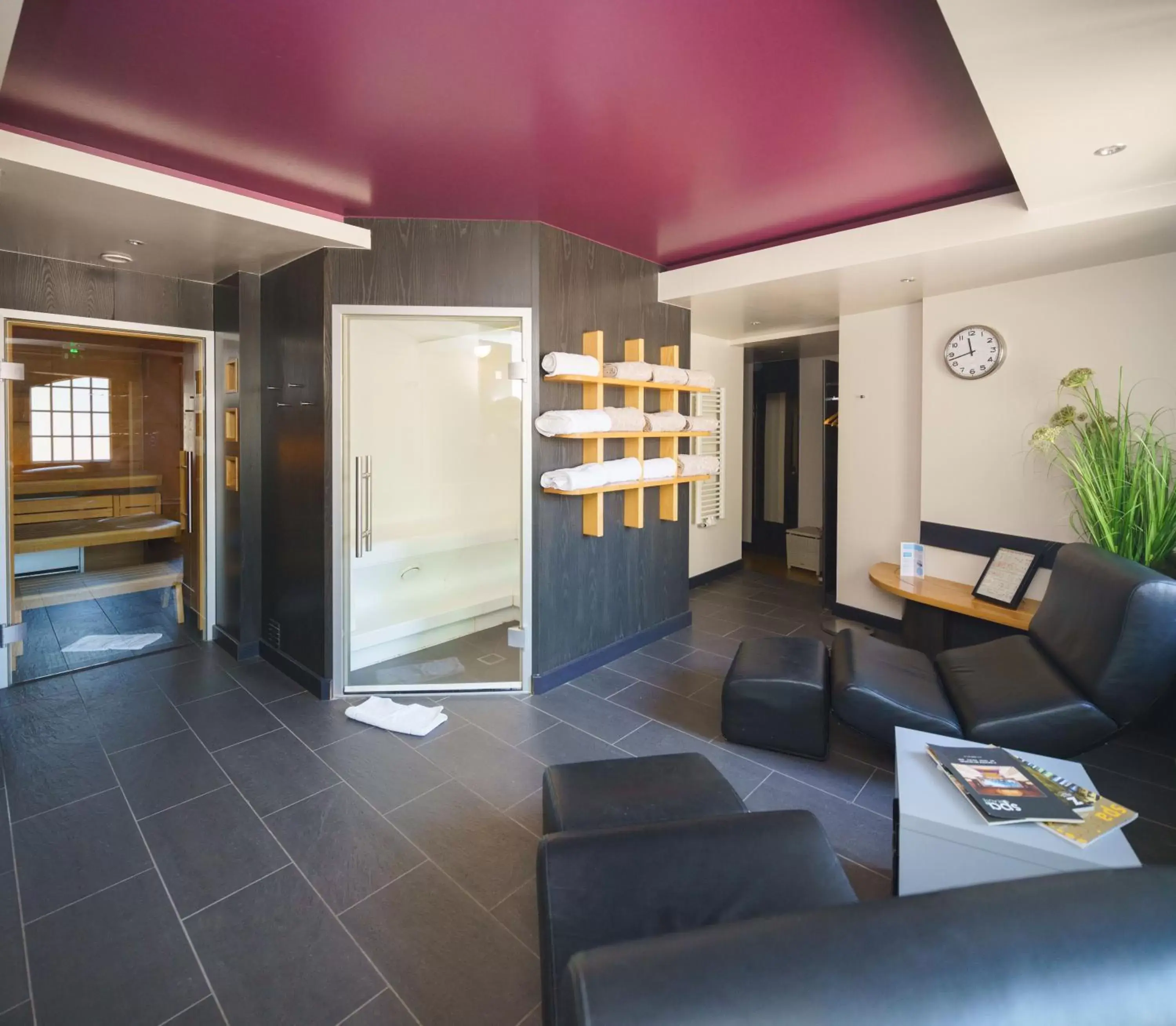 Sauna, Lobby/Reception in Hotel - Restaurant Le Cerf & Spa
